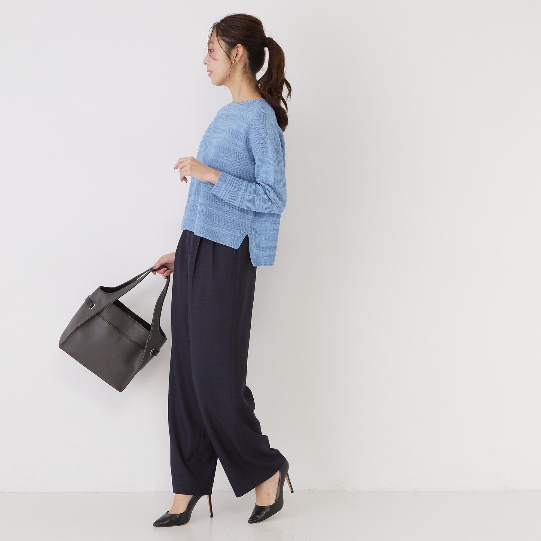 COUP DE CHANCE「【手洗い可／日本製／和紙使用】地柄ボーダーニット」|ニット・セーター|