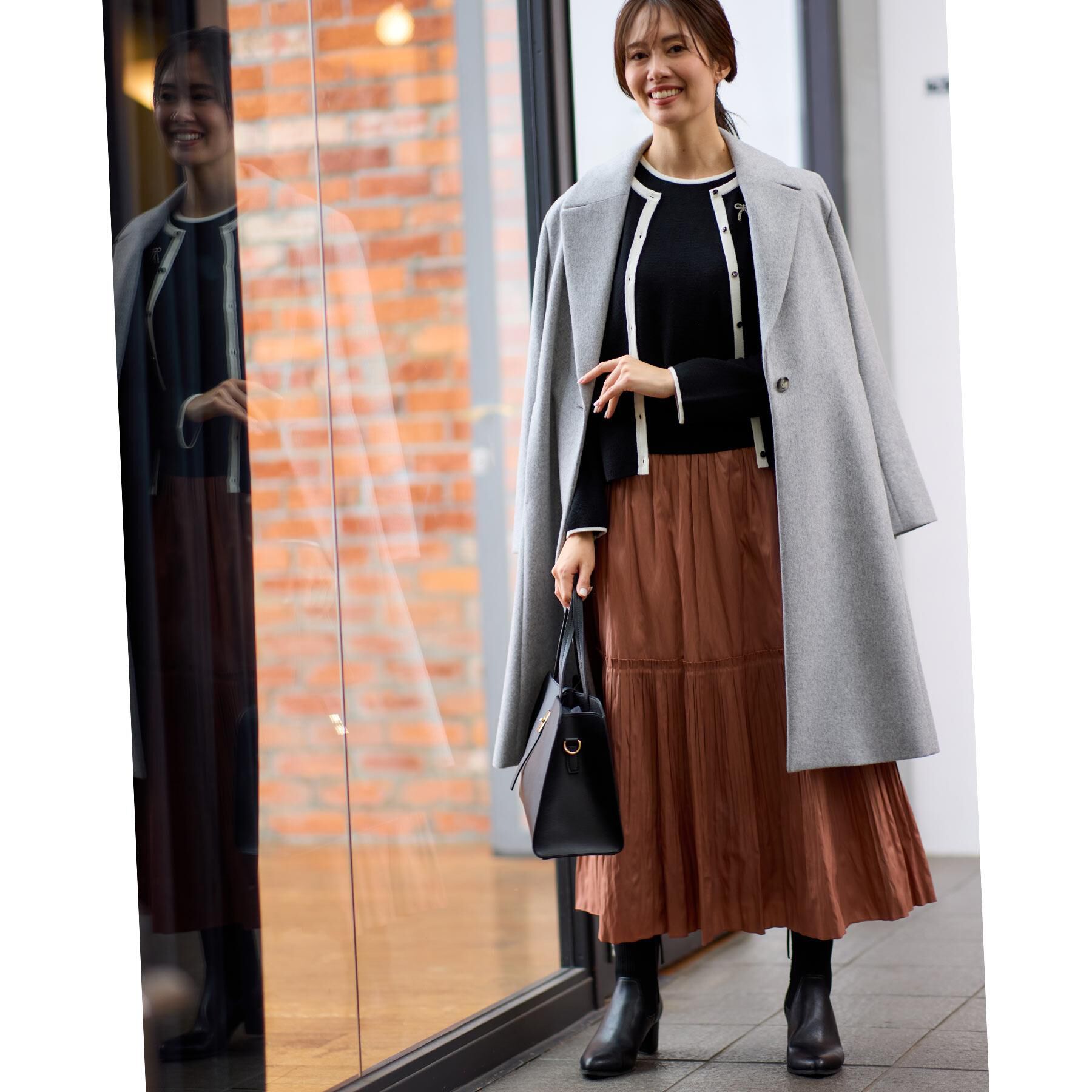 Reflect「【選べる6色】テーラードカラーロングウール混コート」|チェスターコート|