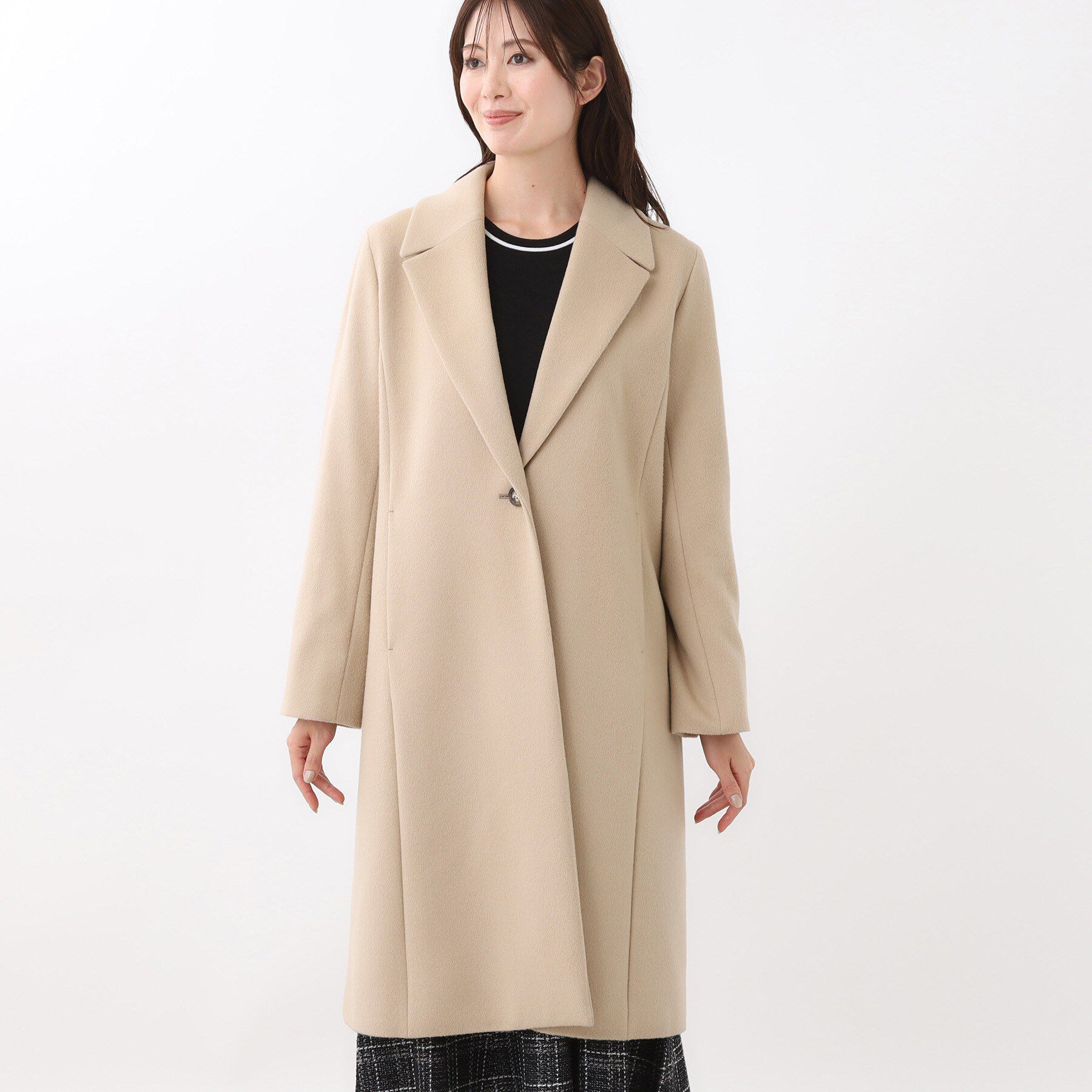 Reflect「【選べる6色】テーラードカラーロングウール混コート」|チェスターコート|