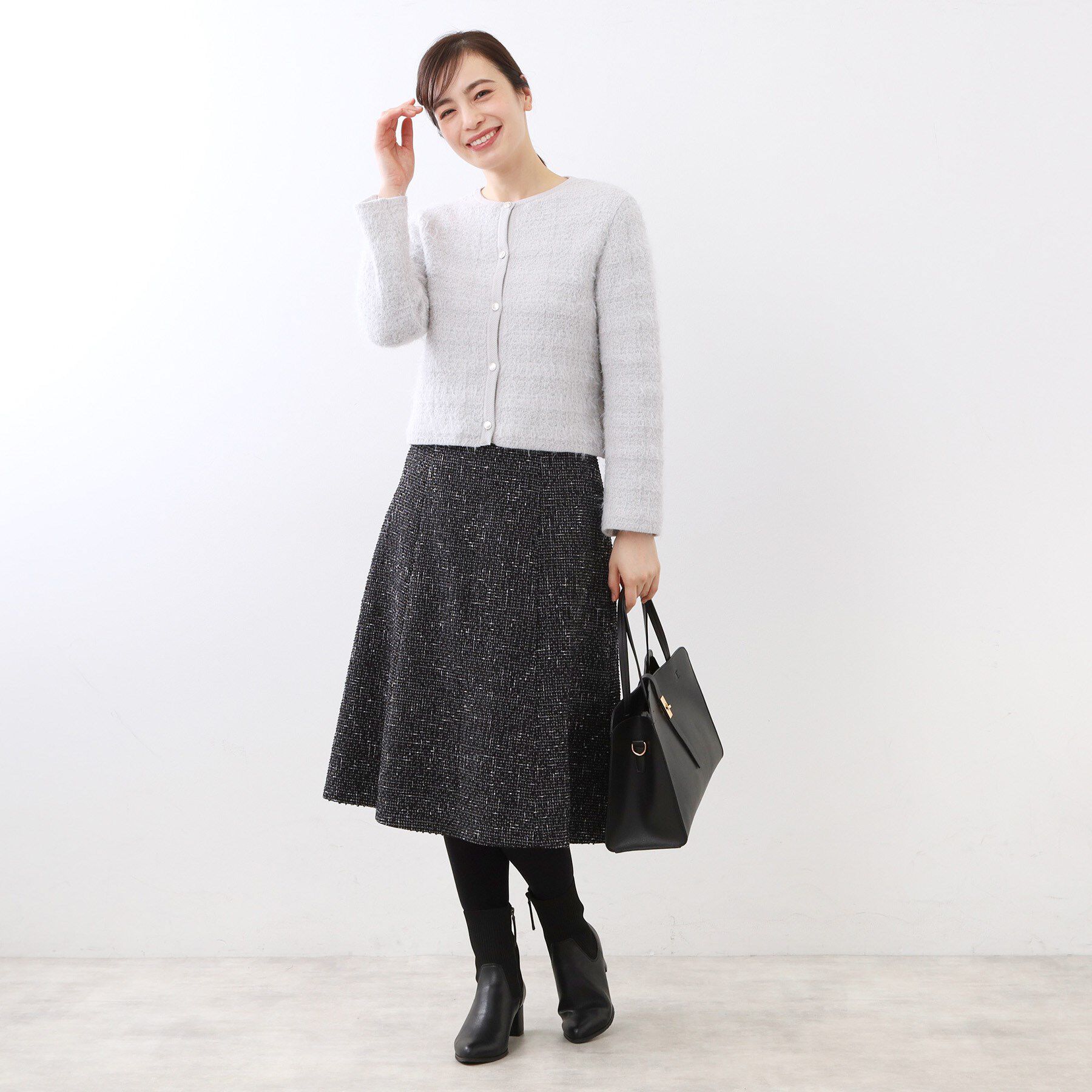 Reflect「【お食事会やお出かけに◎】ふんわりジャカード編みカーディガン」|カーディガン|