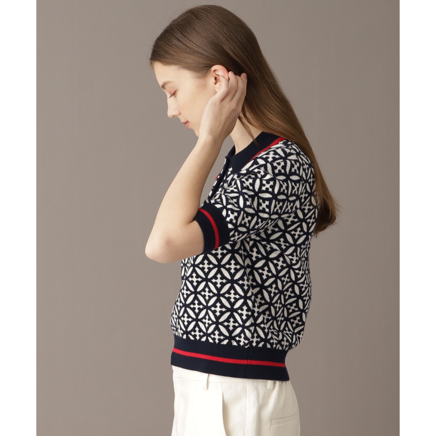 DRESSTERIOR「オーバーラップサークルジャカードポロニット」|ニット・セーター|