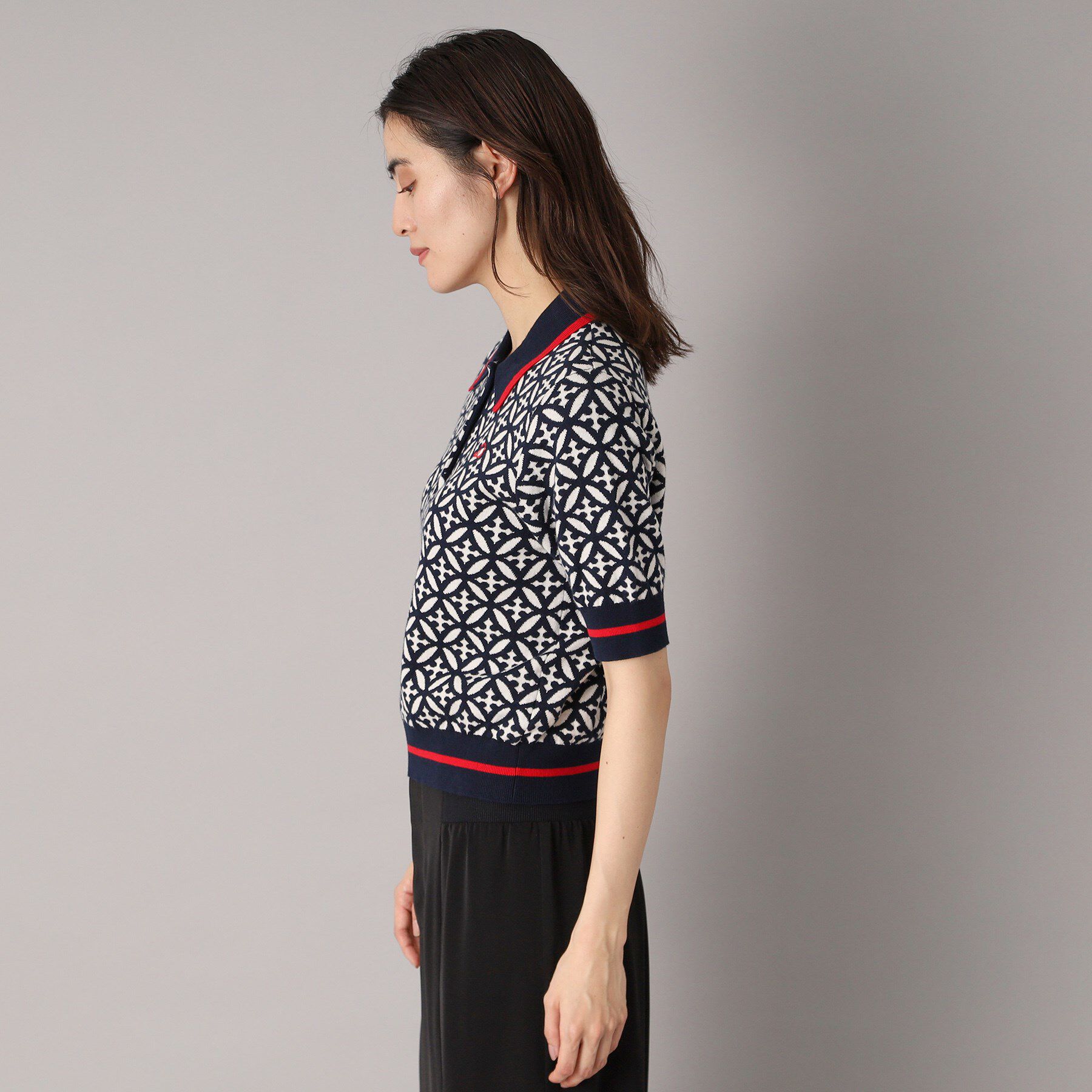 DRESSTERIOR「オーバーラップサークルジャカードポロニット」|ニット・セーター|