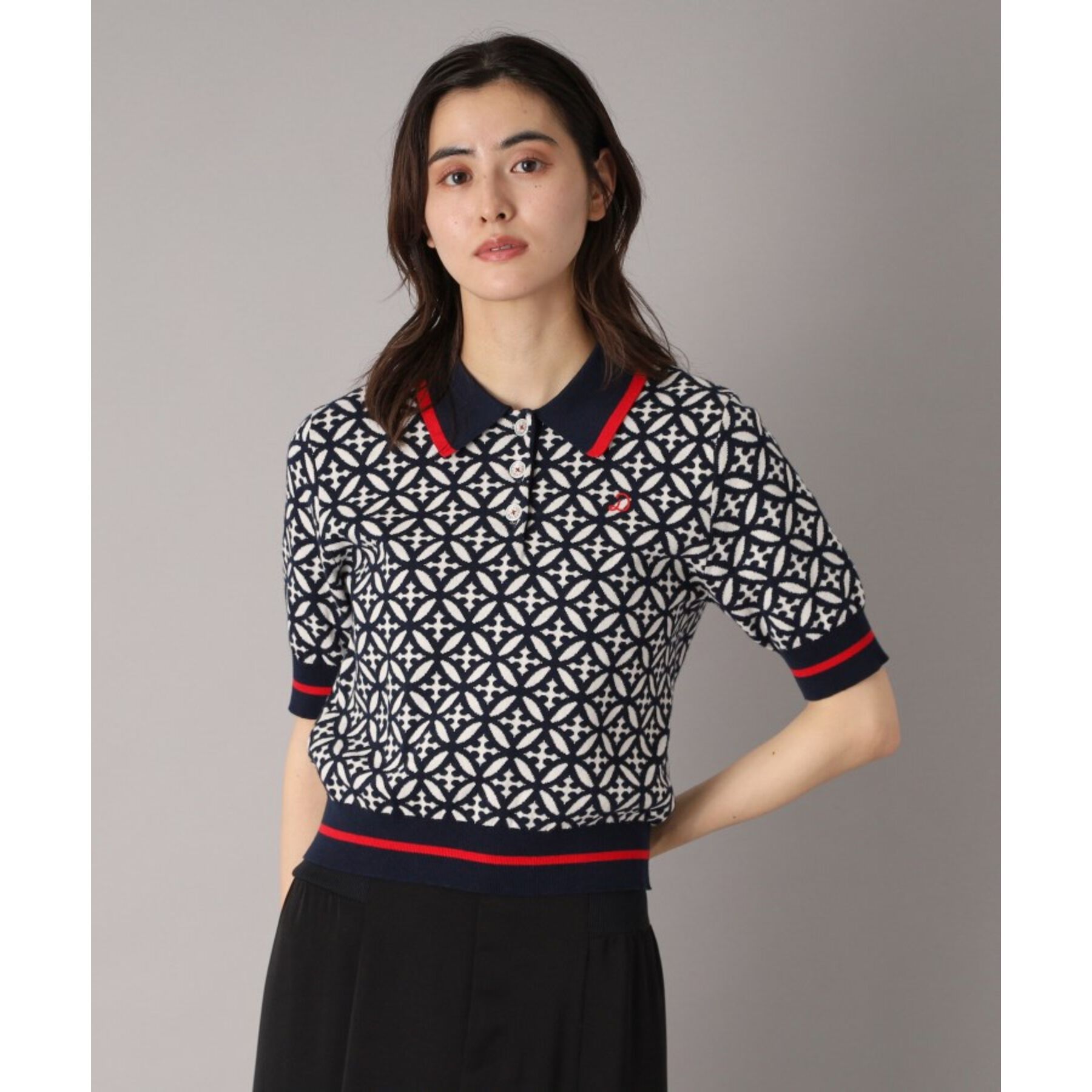 DRESSTERIOR「オーバーラップサークルジャカードポロニット」|ニット・セーター|