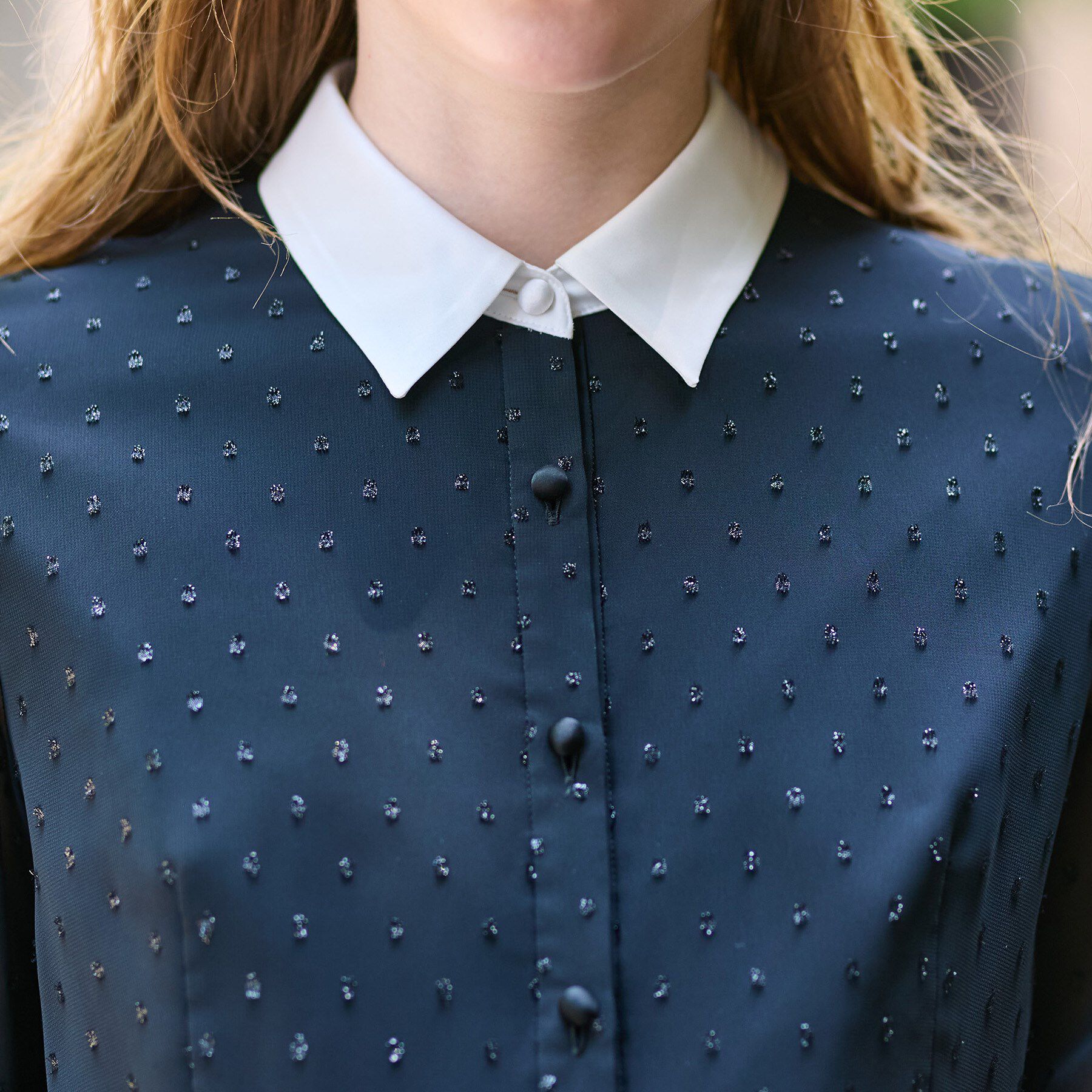 DRESSTERIOR「【洗える/きれいめ】フィルムドットクレリックワンピース」|ワンピース|