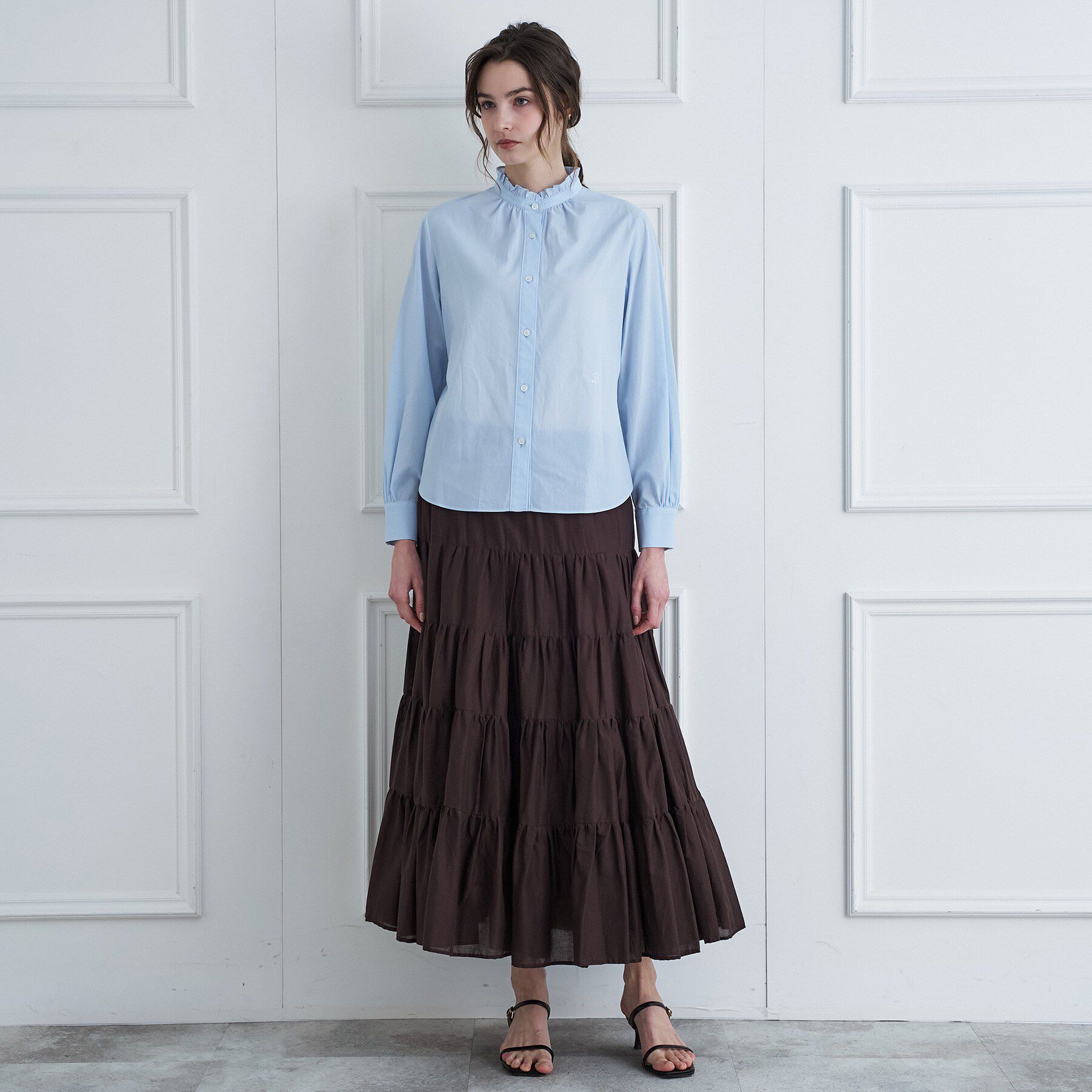 DRESSTERIOR「スタンドフリルネックブラウス」|シャツ・ブラウス|