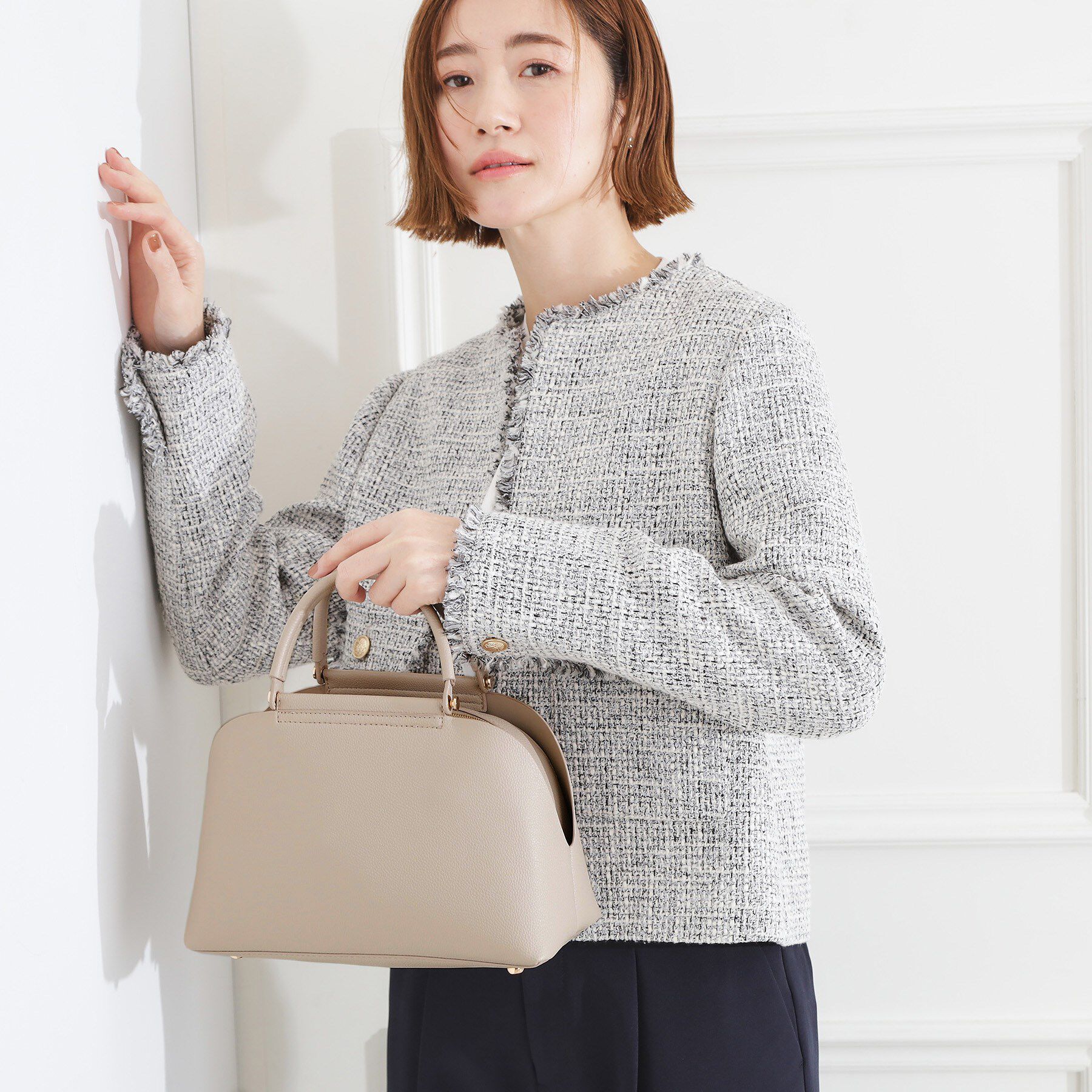 grove「【ハレの日にもデイリーにも】バーハンドルラウンド2WAYトート」|ハンドバッグ|