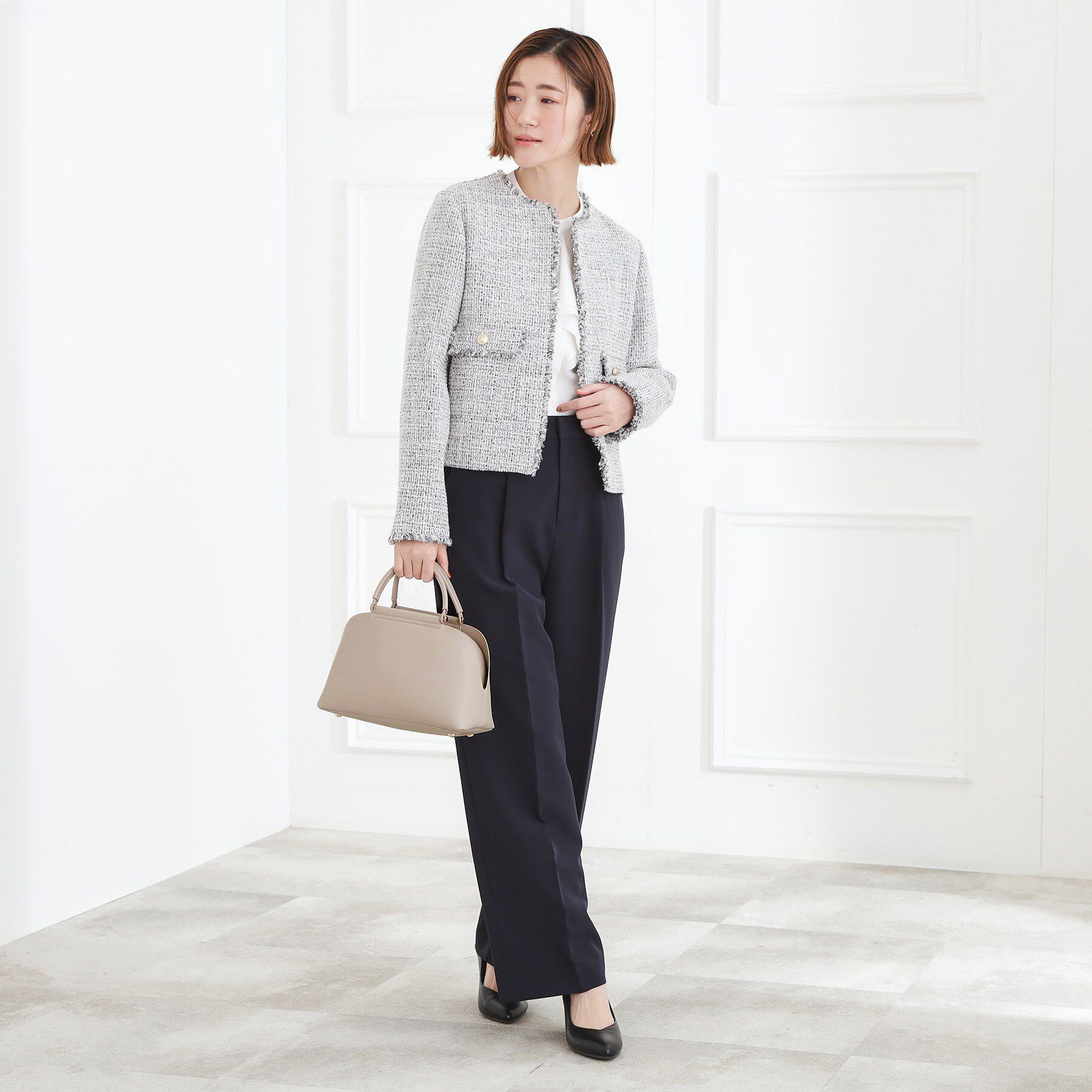 grove「【ハレの日にもデイリーにも】バーハンドルラウンド2WAYトート」|ハンドバッグ|