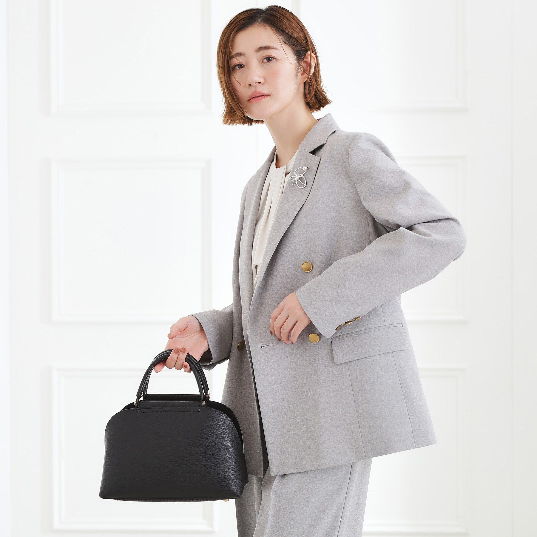 grove「【ハレの日にもデイリーにも】バーハンドルラウンド2WAYトート」|ハンドバッグ|