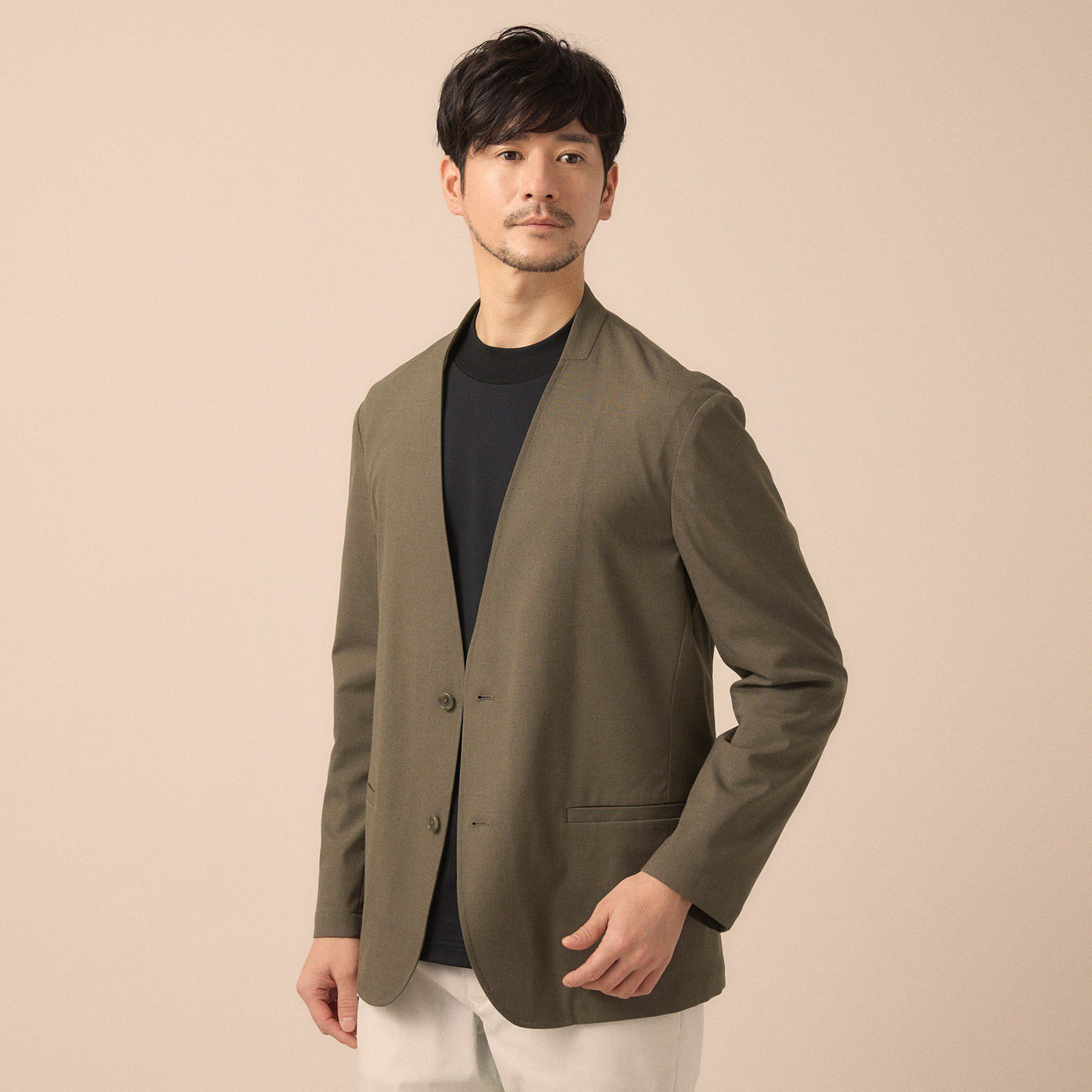 TAKEO KIKUCHI「【ON／OFF兼用】CARREMANファブリック ノーカラージャケット」|ノーカラージャケット|