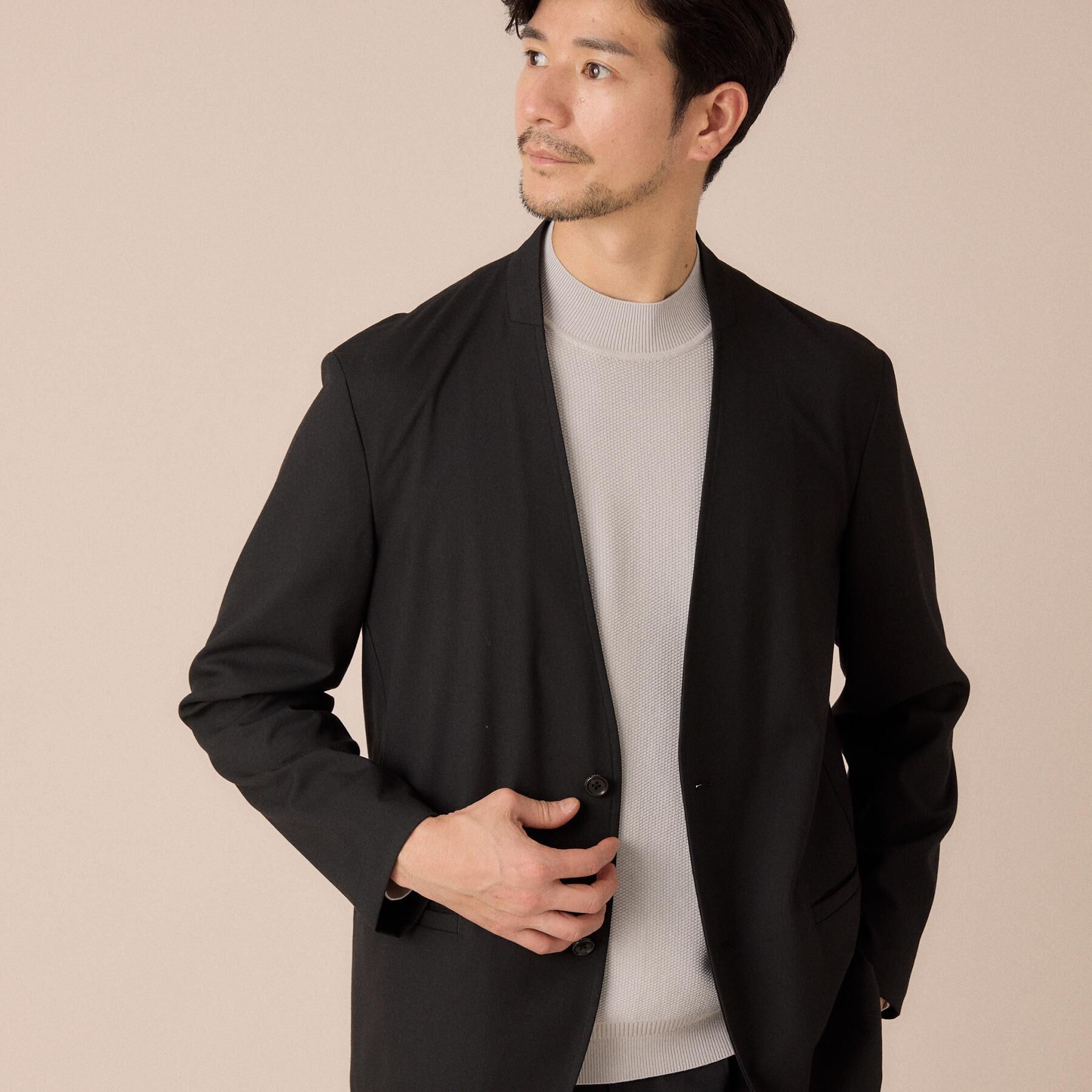 TAKEO KIKUCHI「【ON／OFF兼用】CARREMANファブリック ノーカラージャケット」|ノーカラージャケット|