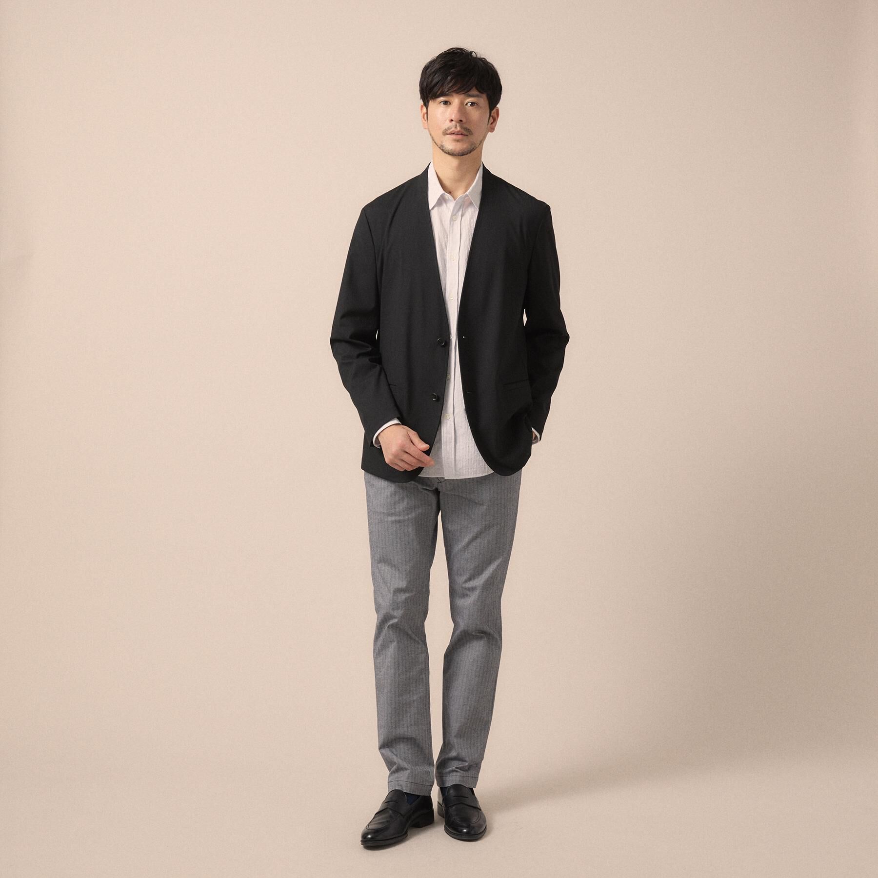 TAKEO KIKUCHI「【ON／OFF兼用】CARREMANファブリック ノーカラージャケット」|ノーカラージャケット|