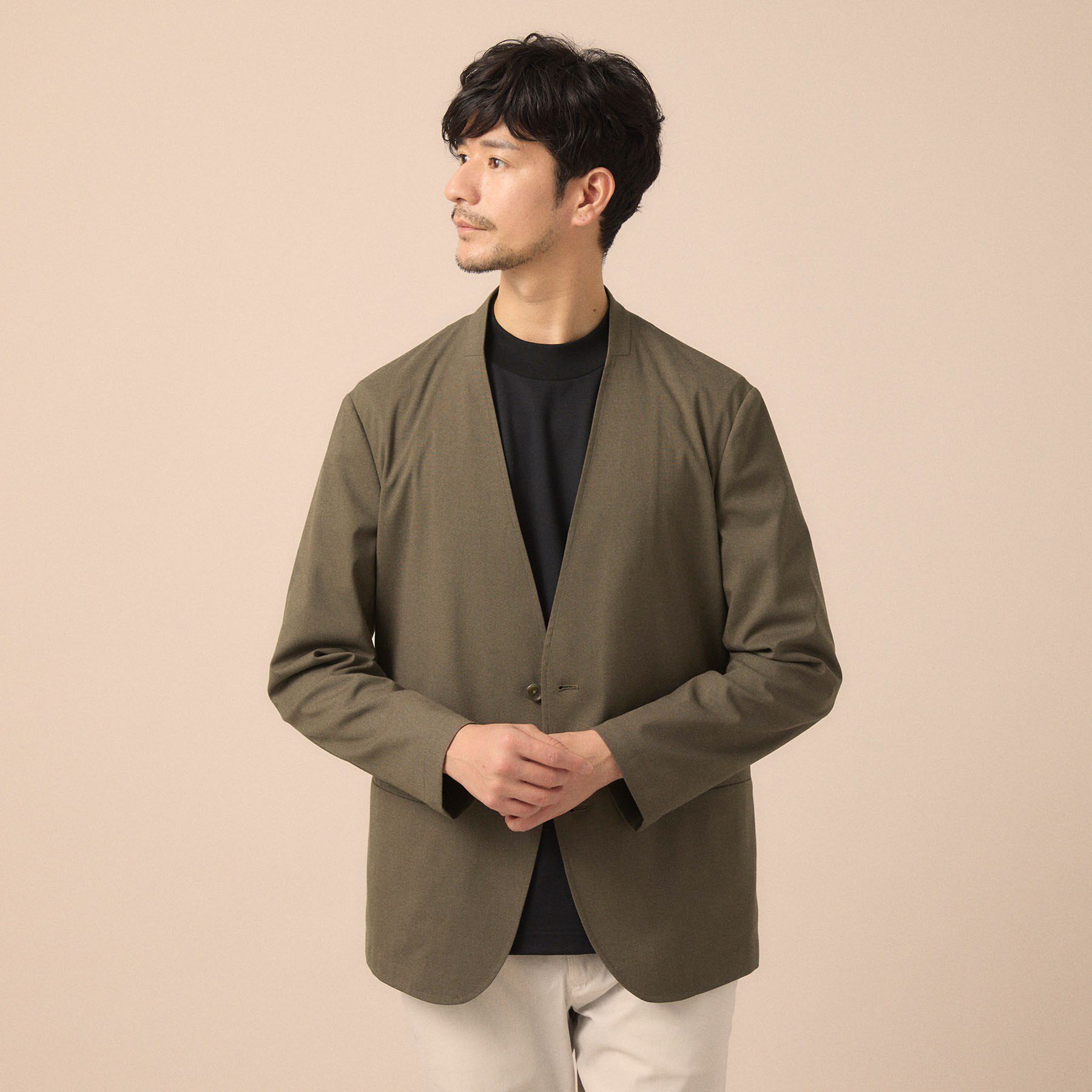 TAKEO KIKUCHI「【ON／OFF兼用】CARREMANファブリック ノーカラージャケット」|ノーカラージャケット|