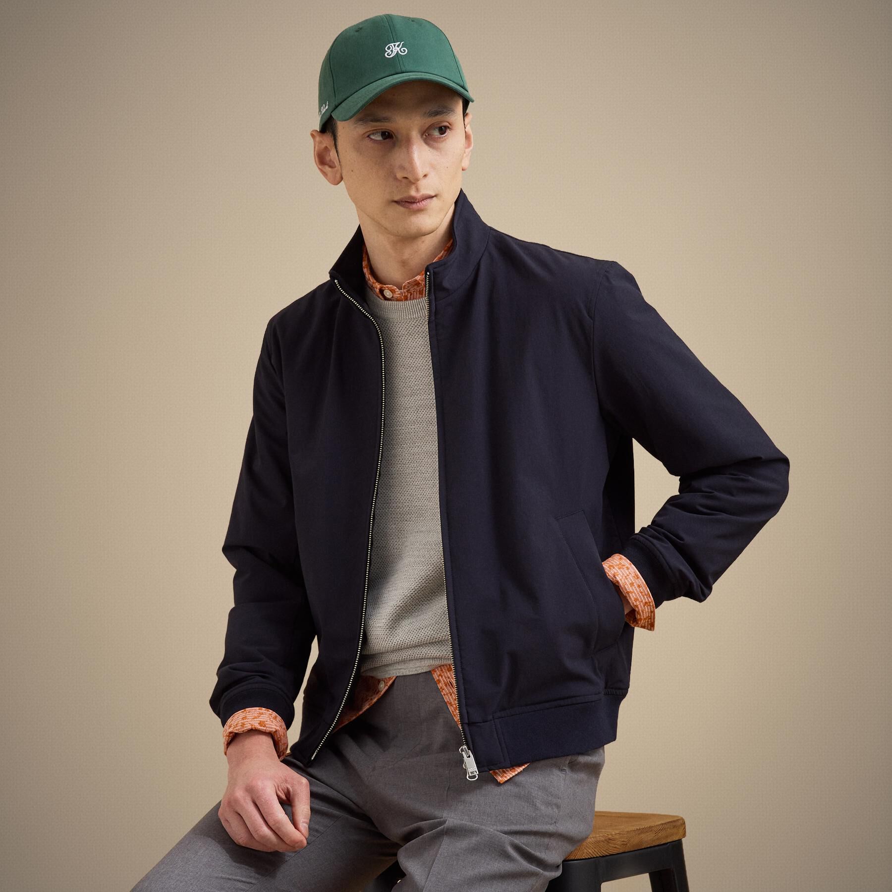 TAKEO KIKUCHI「スタンドカラー ショート リブ ブルゾン」|ブルゾン・スタジャン|ネイビー(094)