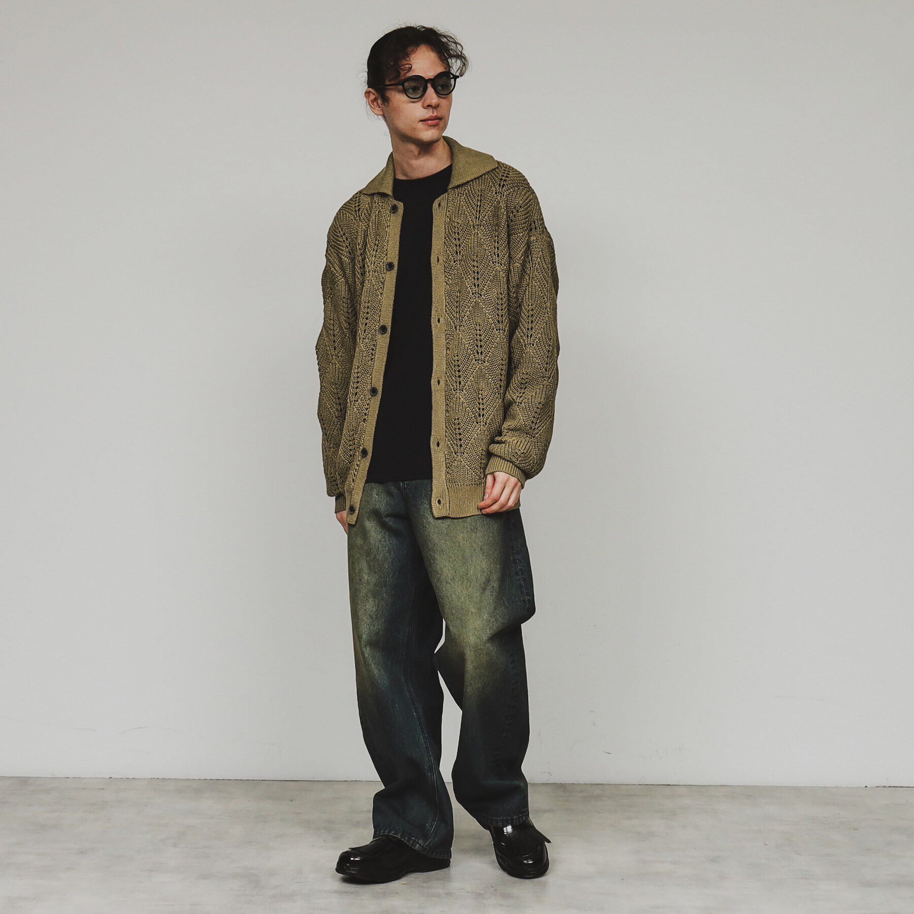 tk.TAKEO KIKUCHI「リーフジャカードニットシャツポロ」|カーディガン|