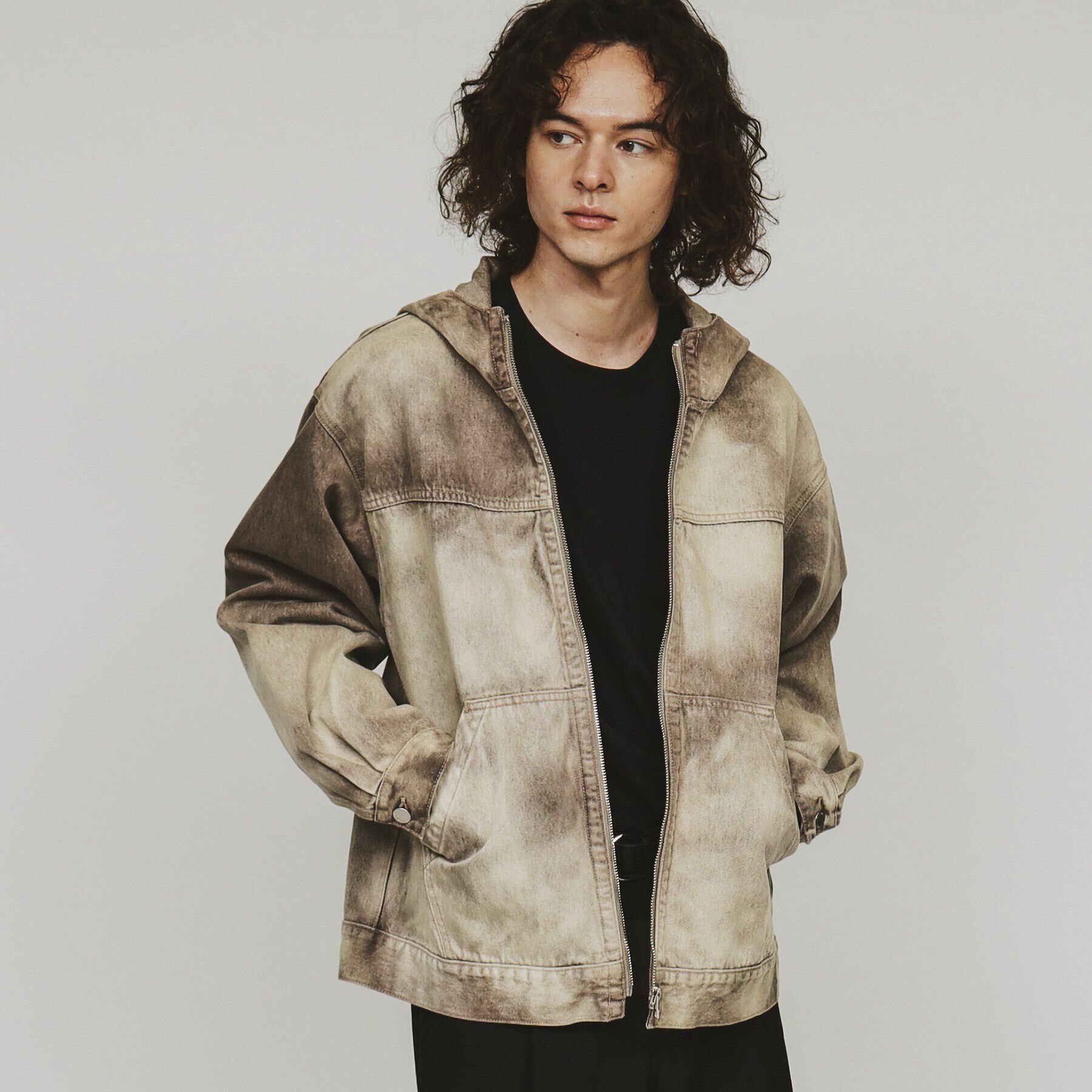 tk.TAKEO KIKUCHI「【セットアップ対応】フーデットデニムブルゾン」|ブルゾン・スタジャン|モカブラウン(042