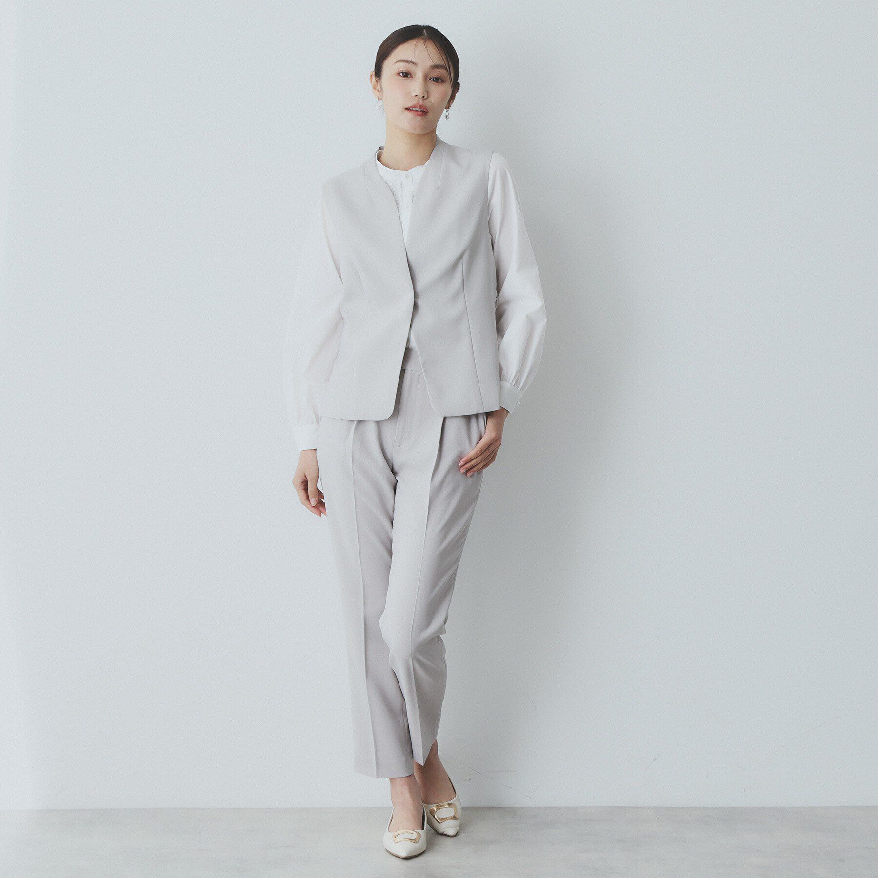 index「ドライタッチストレッチノーカラージレ/セットアップ対応【洗濯機洗い可/イージーアイロン】」|ベスト・ジレ|