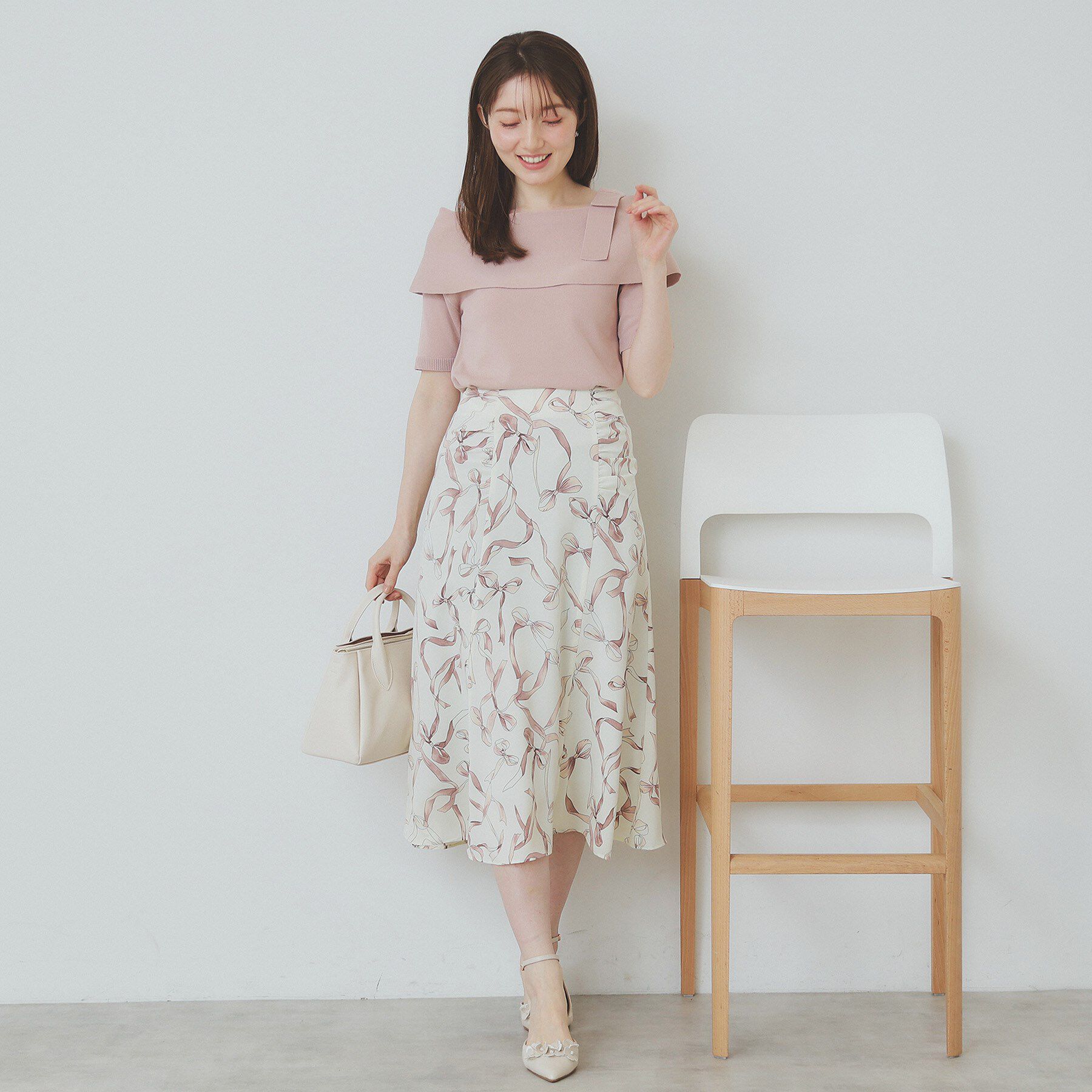 index「アシメリボンオフショルニット【洗濯機洗い可】」|ニット・セーター|