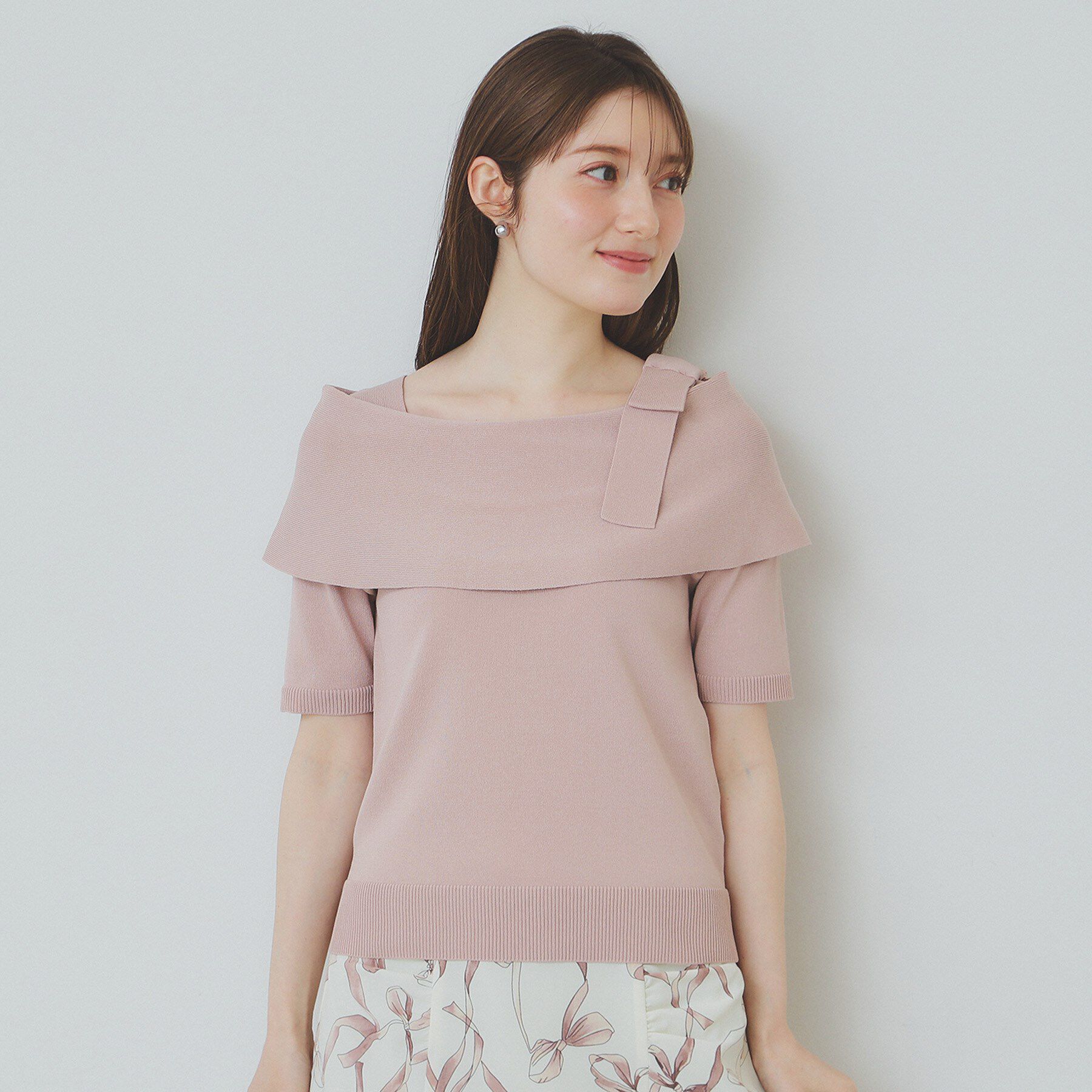 index「アシメリボンオフショルニット【洗濯機洗い可】」|ニット・セーター|