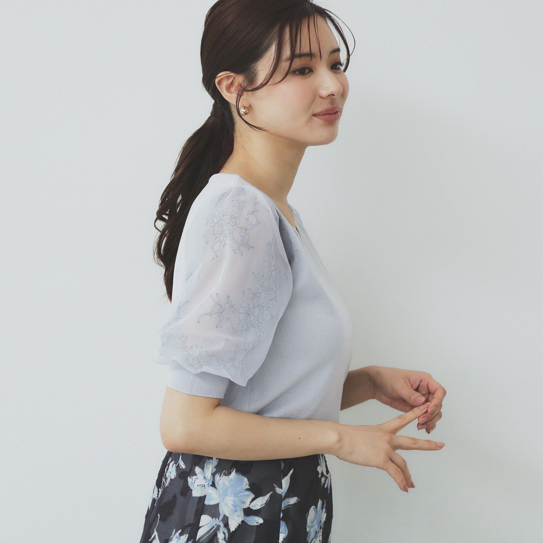 index「チュールレーススリーブニット【洗濯機洗い可】」|ニット・セーター|