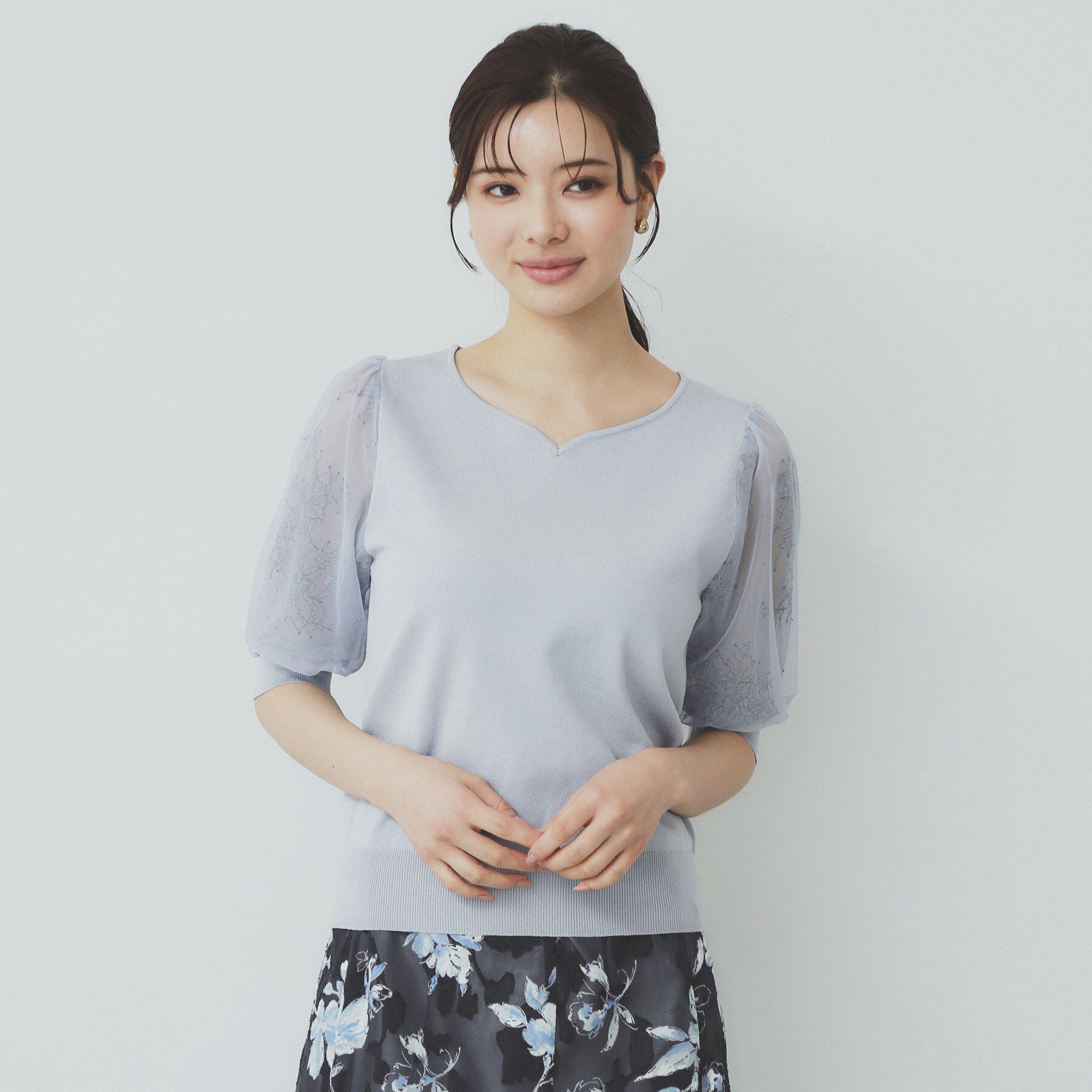 index「チュールレーススリーブニット【洗濯機洗い可】」|ニット・セーター|