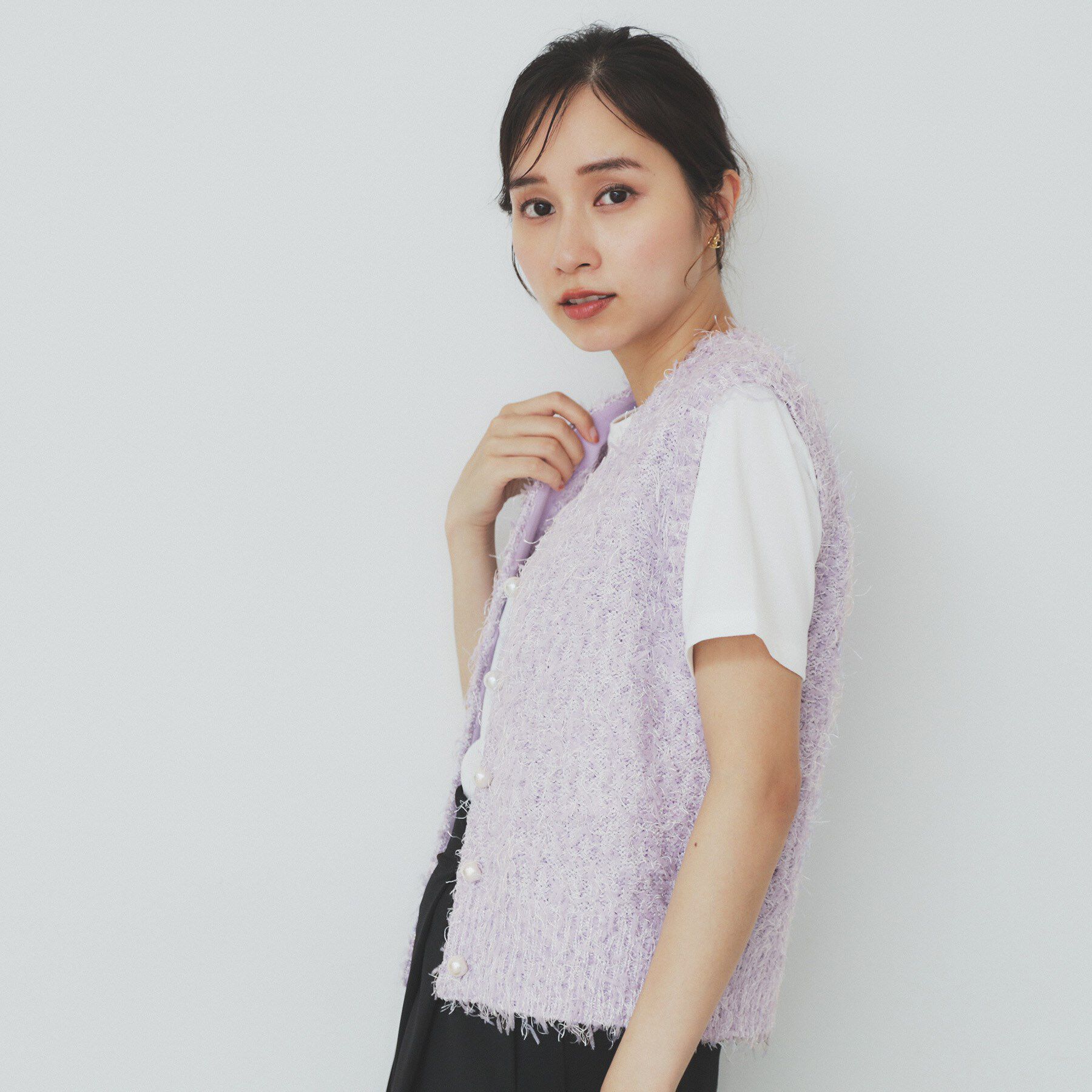 index「《Can Cam掲載》フリンジシャギーコンパクトベスト【洗濯機洗い可】」|ベスト・ジレ|