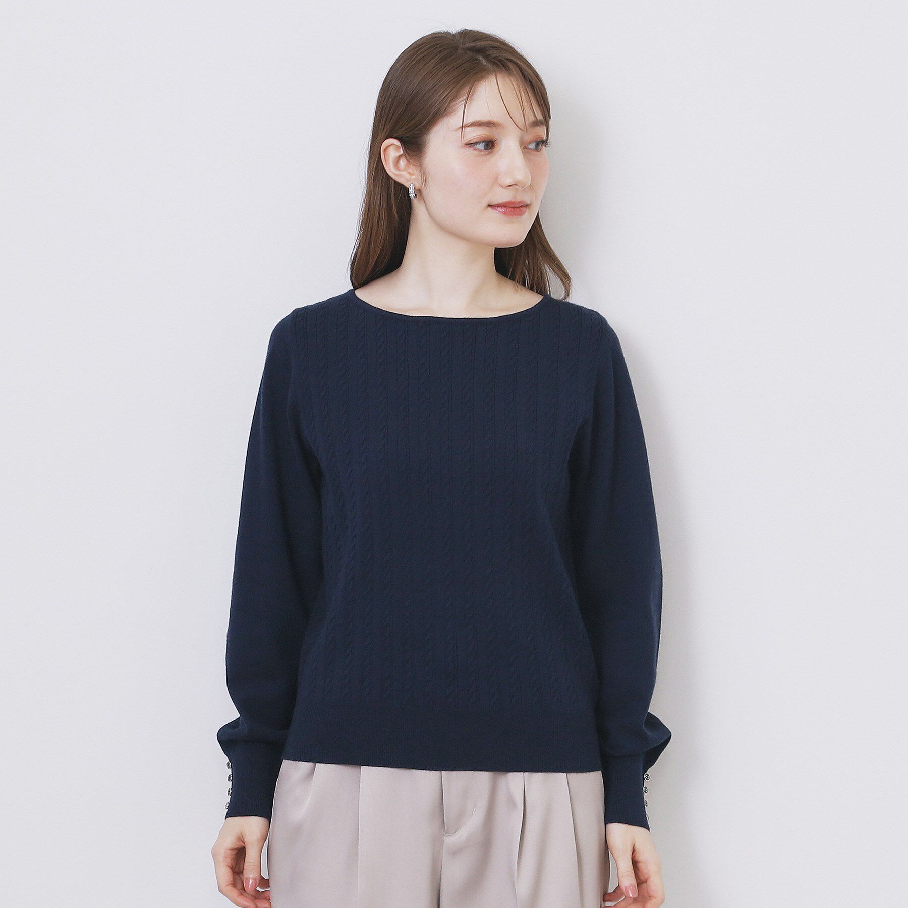 index「ボートネックケーブルニット【洗濯機OK/抗ピル】」|ニット・セーター|