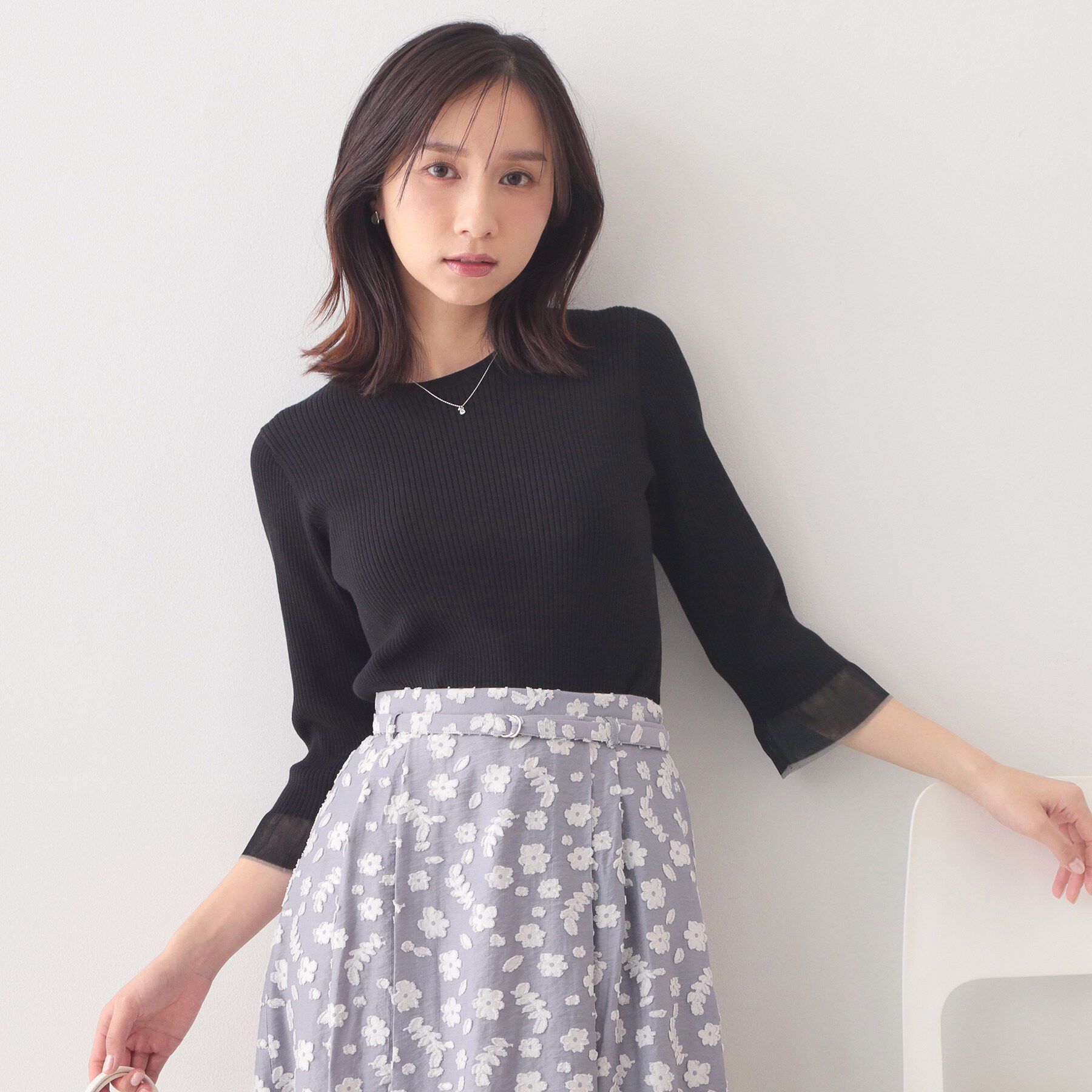 index「オーガニックコットンリブシアーフレア【ハンドウォッシャブル／UVケア】」|ニット・セーター|