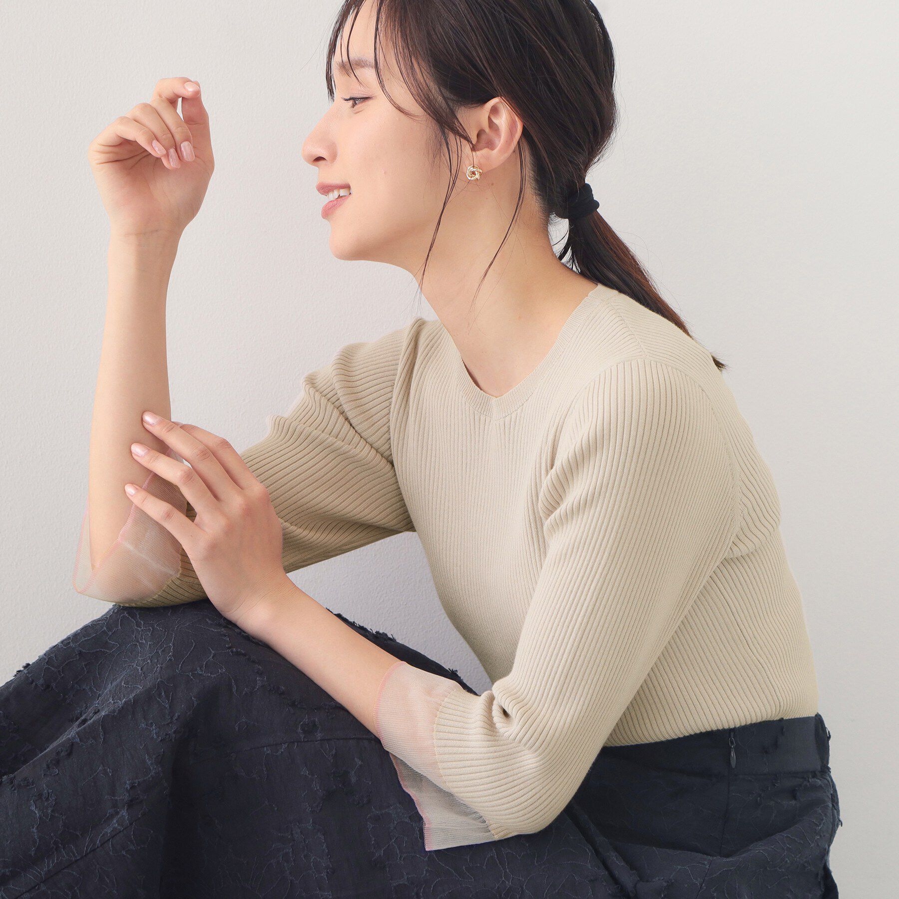 index「オーガニックコットンリブシアーフレア【ハンドウォッシャブル／UVケア】」|ニット・セーター|