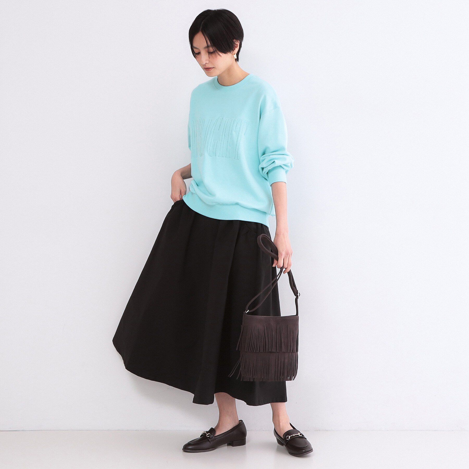 OPAQUE.CLIP「ロゴ刺繍裏毛トップス【洗濯機OK】」|Tシャツ・カットソー|