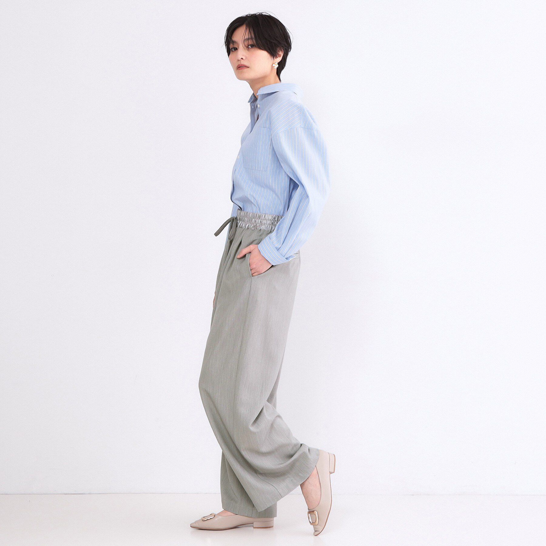 OPAQUE.CLIP「ウエストサテンイージータックワイドパンツ【洗濯機OK】」|その他|