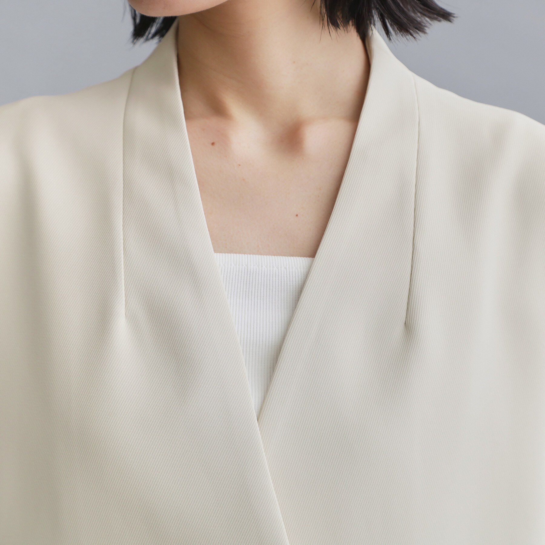 OPAQUE.CLIP「【es】ダブルブレストノーカラージレ/セットアップ対応可【洗える】」|ベスト・ジレ|