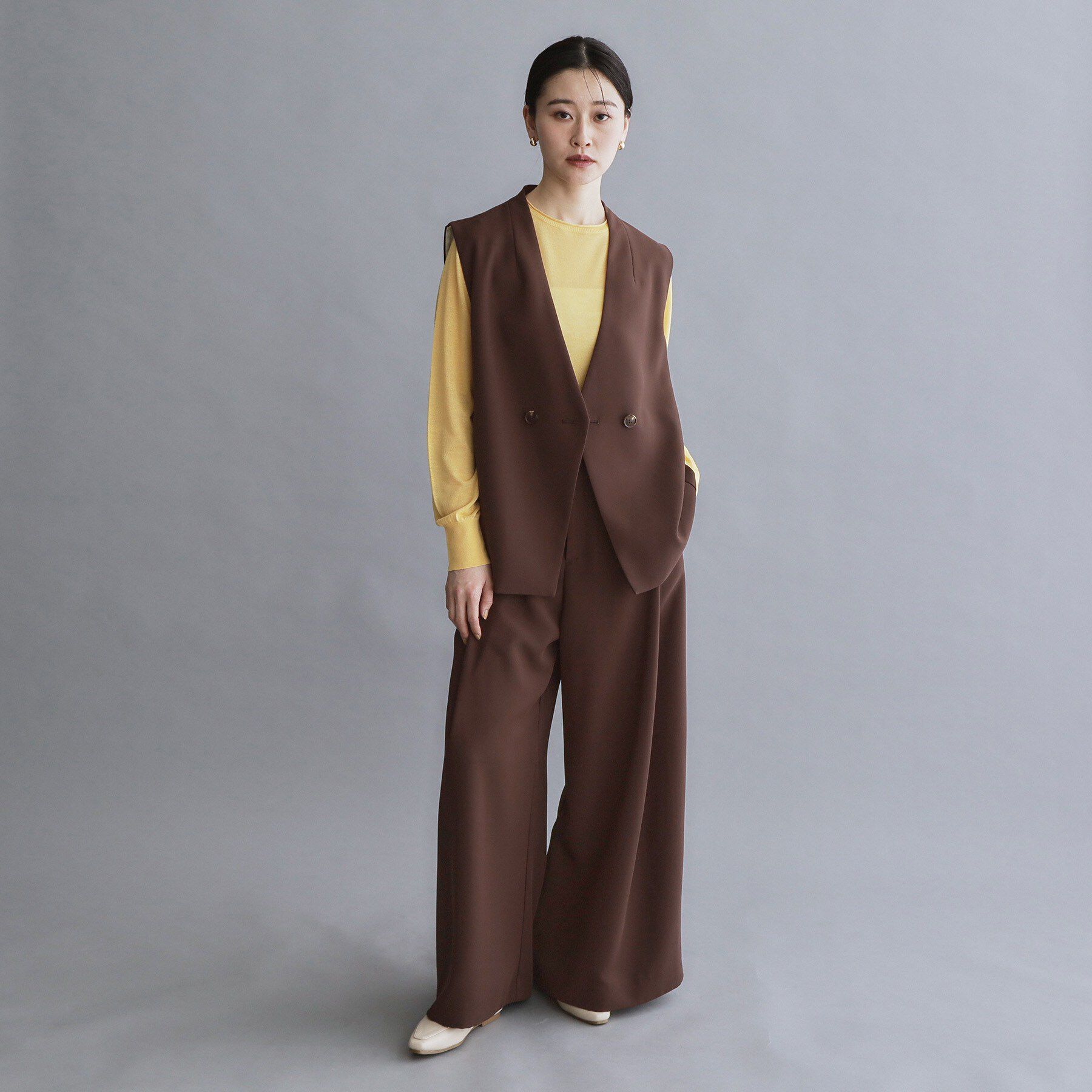 OPAQUE.CLIP「【es】ダブルブレストノーカラージレ/セットアップ対応可【洗える】」|ベスト・ジレ|