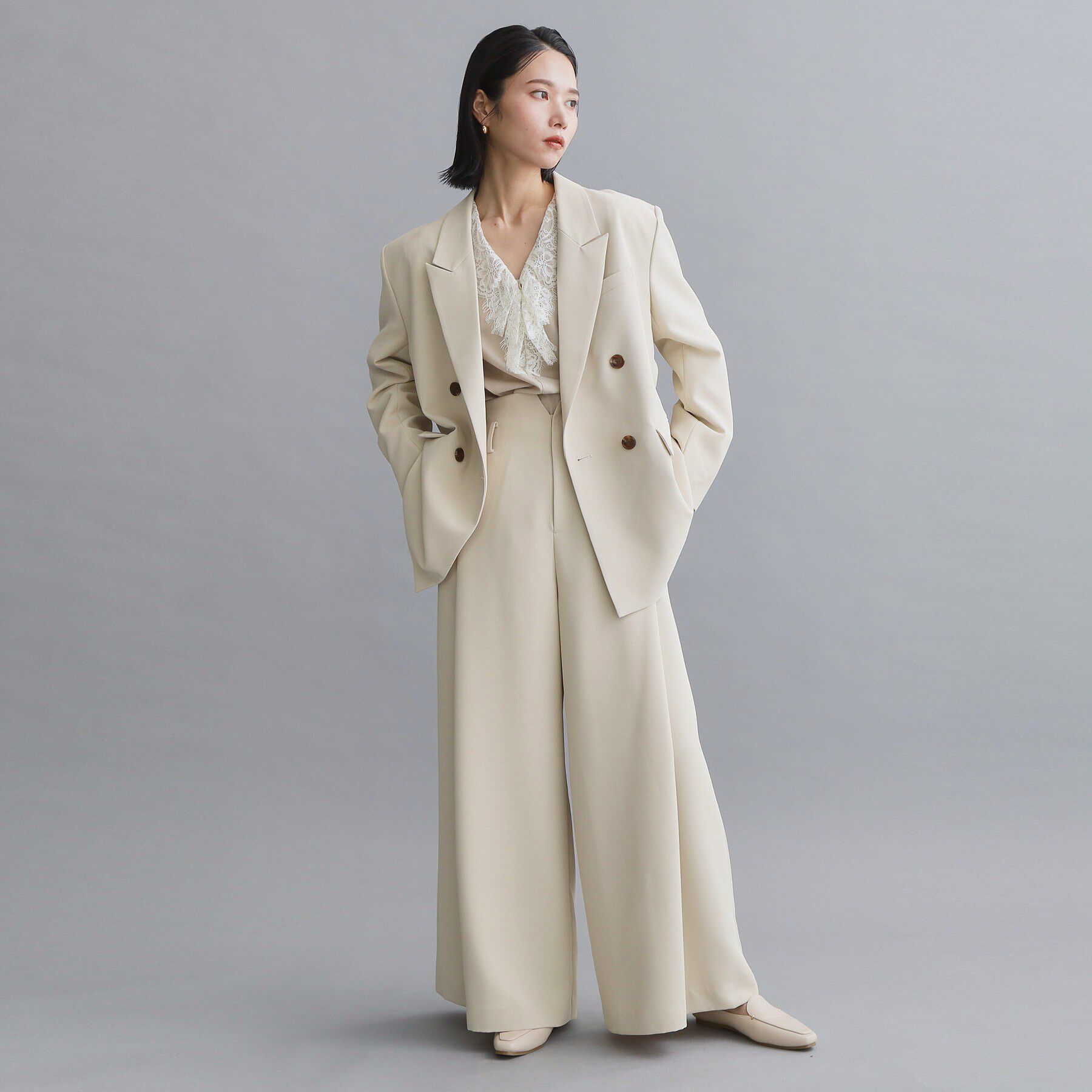 OPAQUE.CLIP「【es】ハイウエストタックワイドパンツ/セットアップ対応可【洗濯機OK】」|その他|