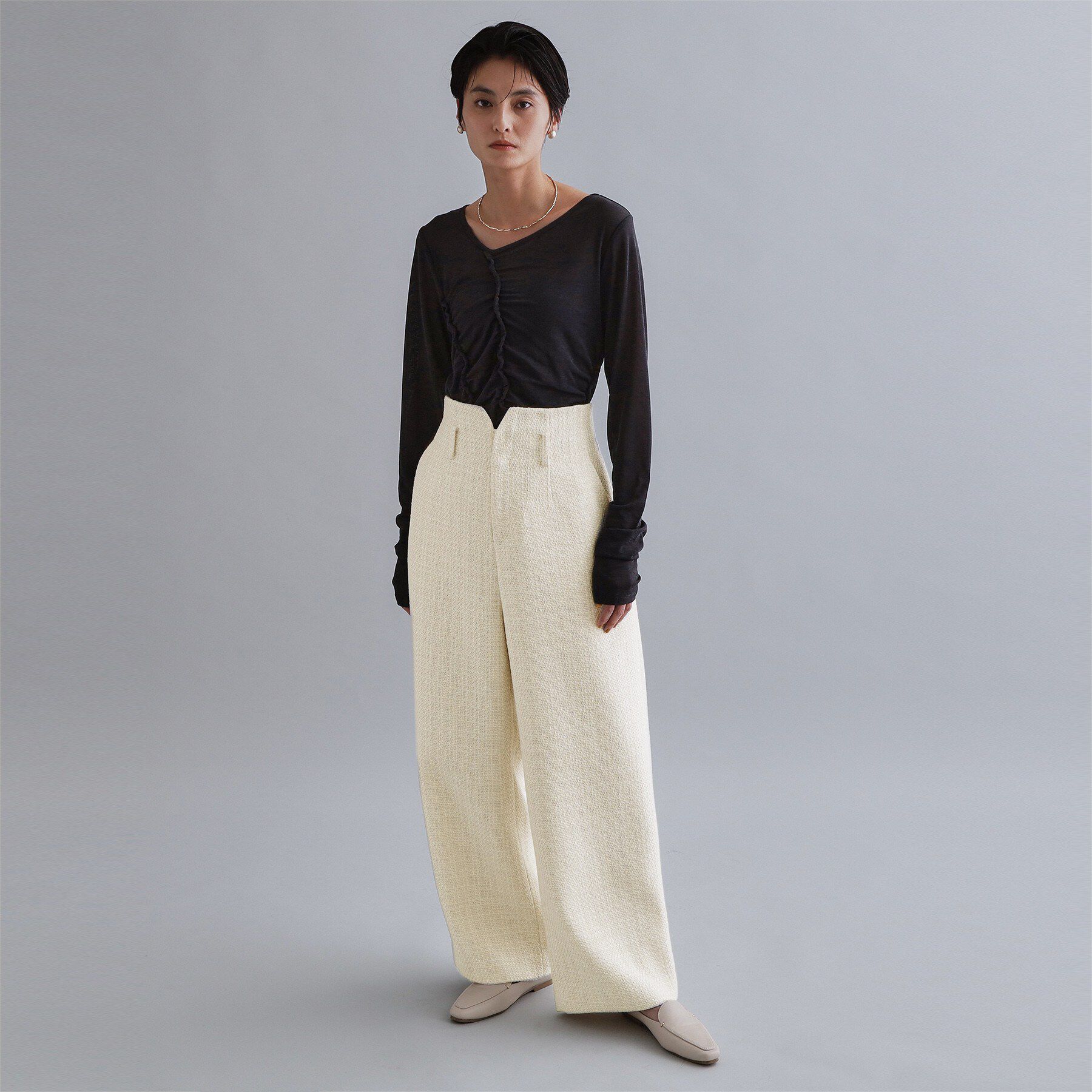 OPAQUE.CLIP「【es】ファンシーツイードワイドパンツ／セットアップ対応【洗える】」|その他|