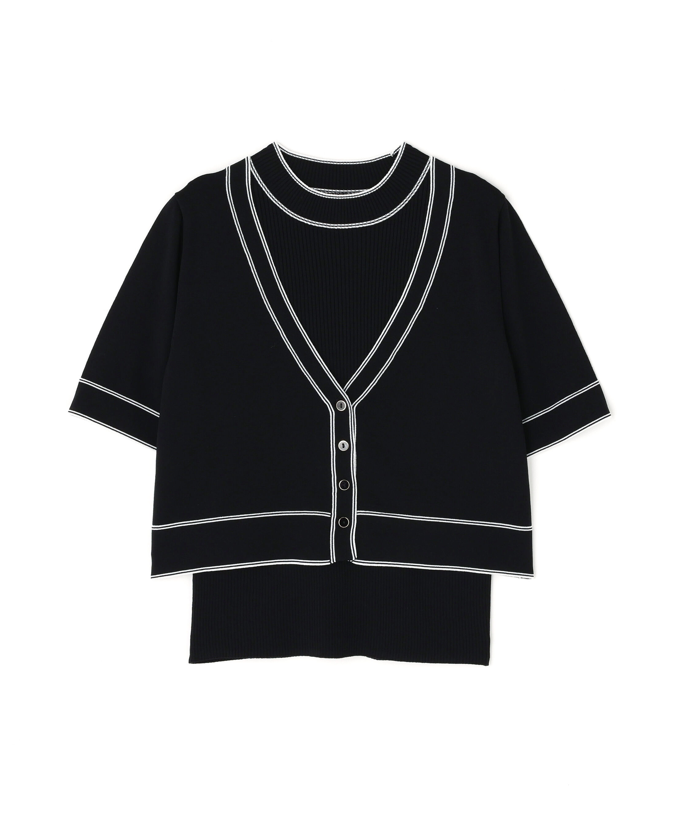  「ボトルネックバイカラーアンサンブル」|ニット・セーター|