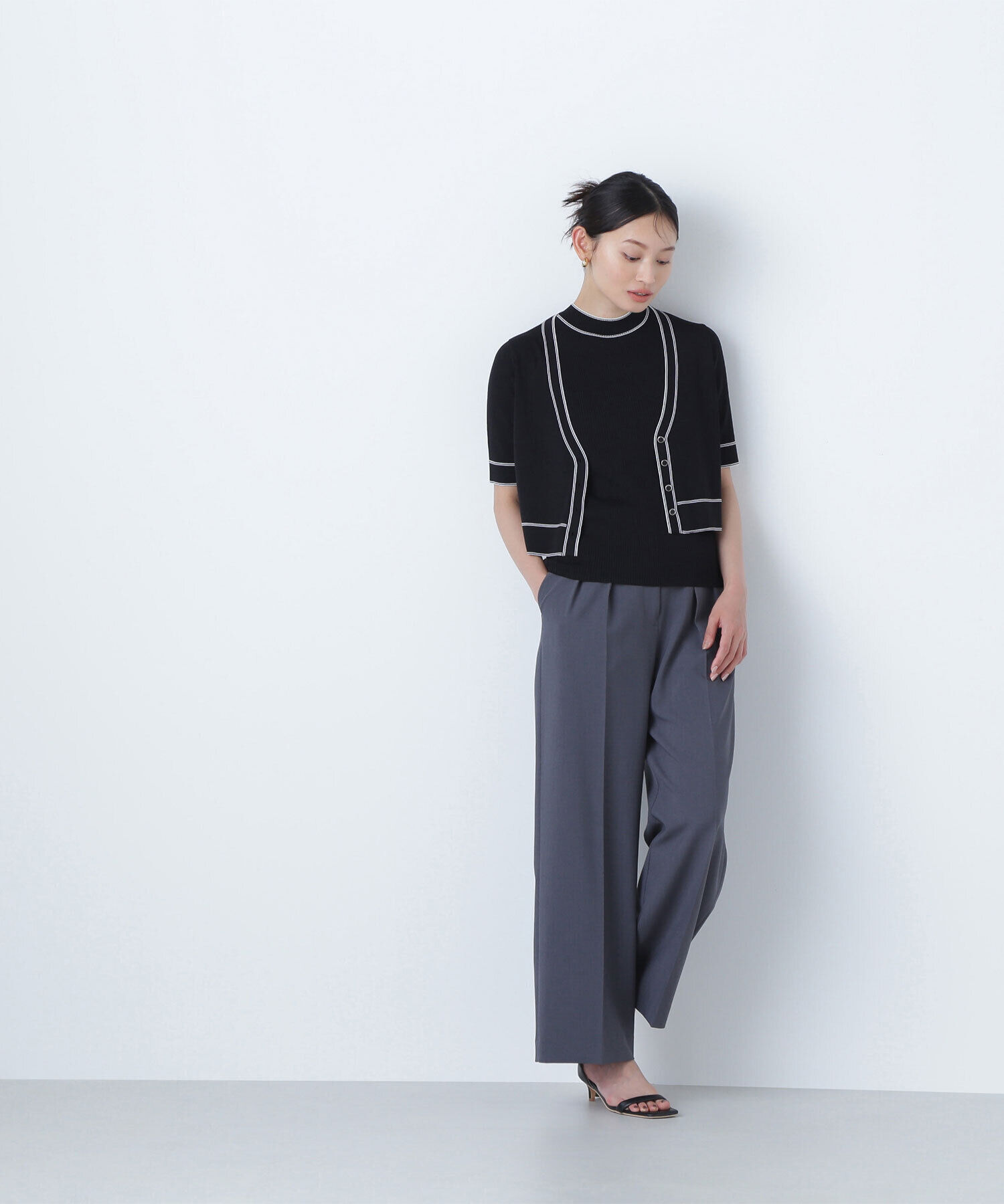  「ボトルネックバイカラーアンサンブル」|ニット・セーター|