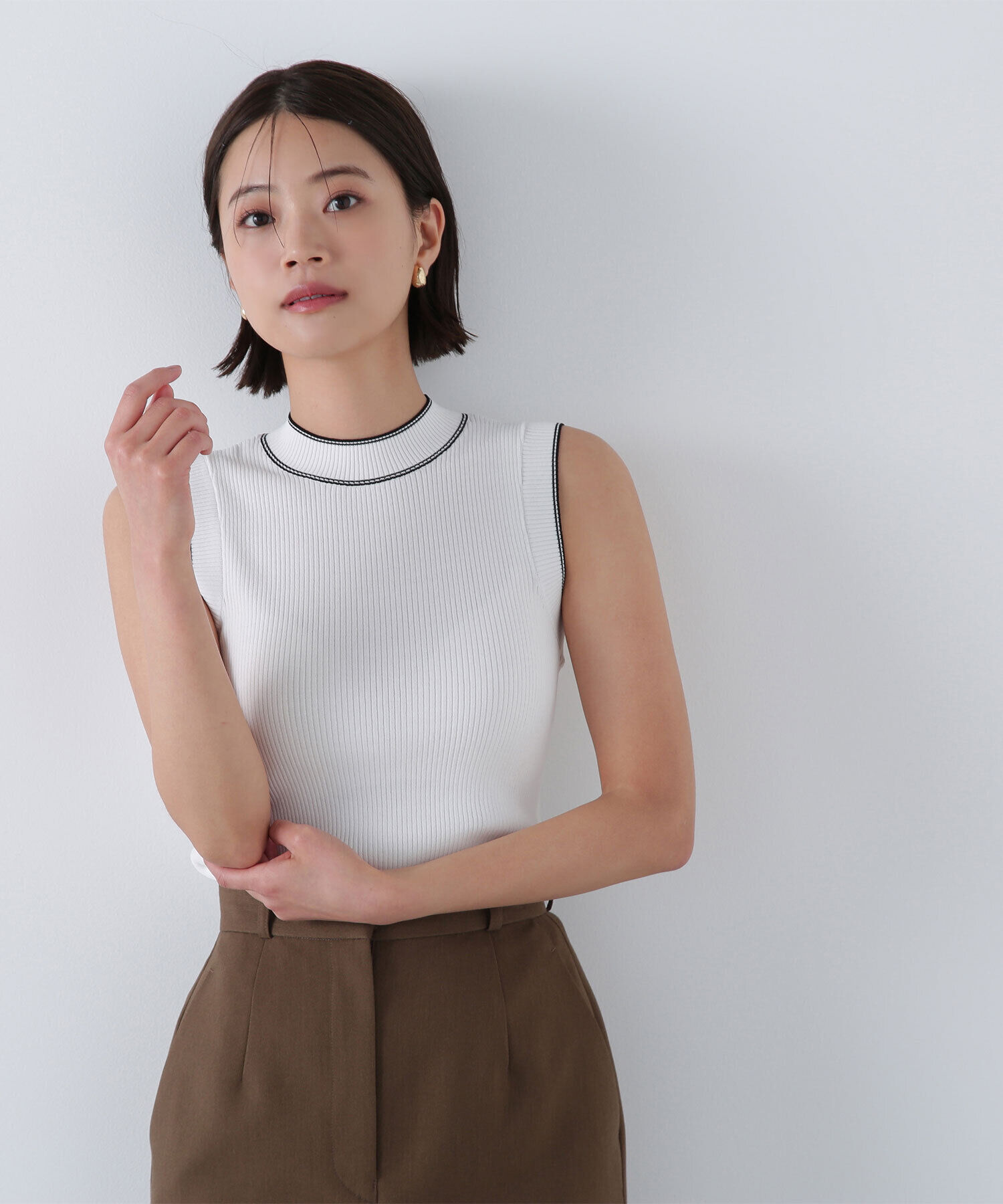  「ボトルネックバイカラーアンサンブル」|ニット・セーター|