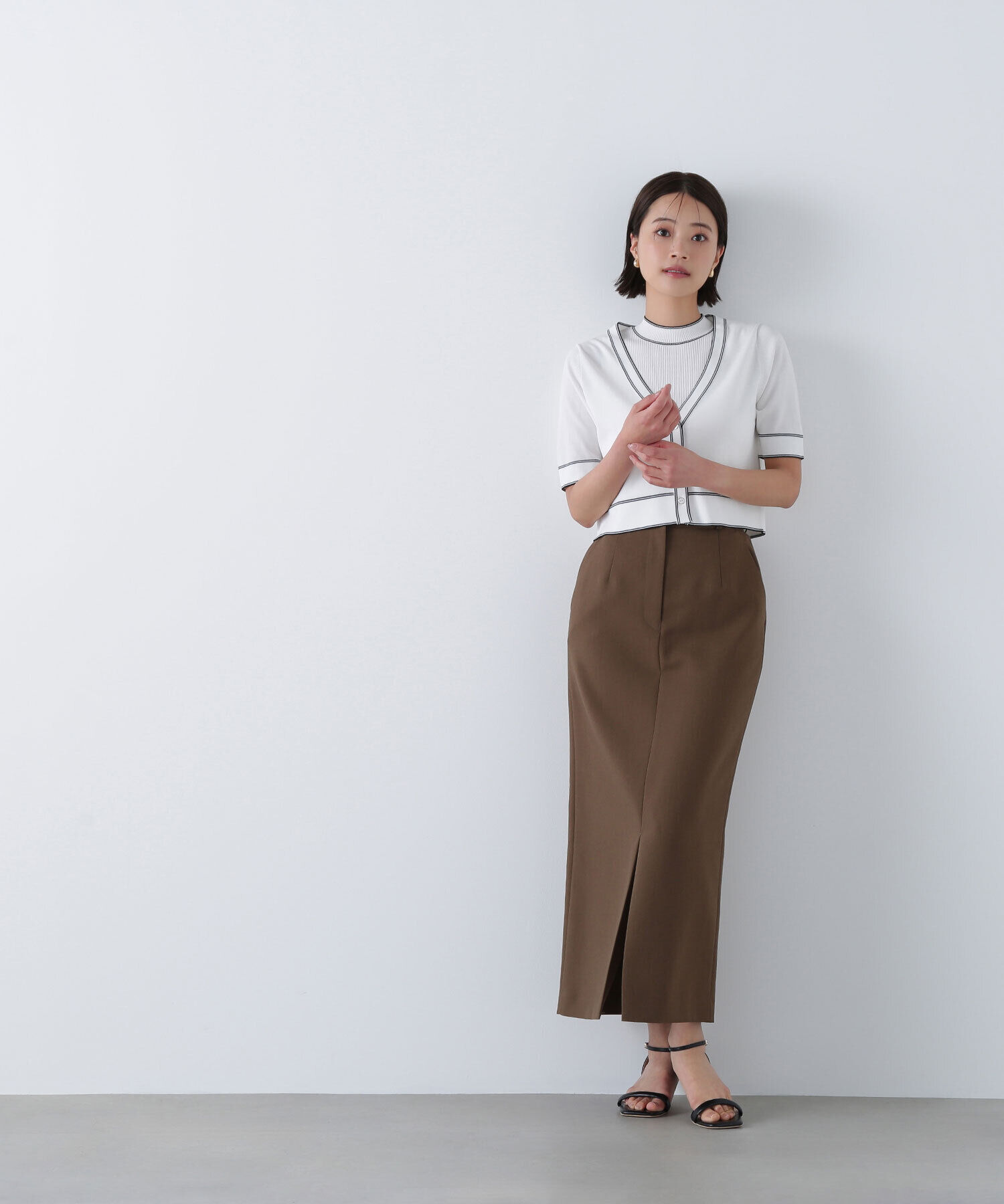  「ボトルネックバイカラーアンサンブル」|ニット・セーター|