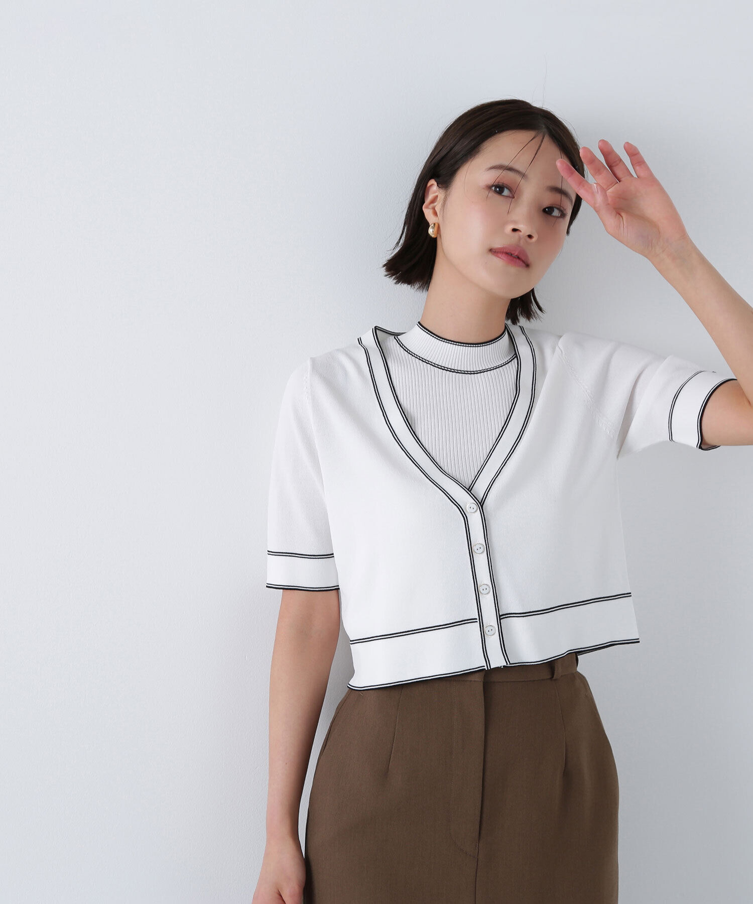  「ボトルネックバイカラーアンサンブル」|ニット・セーター|