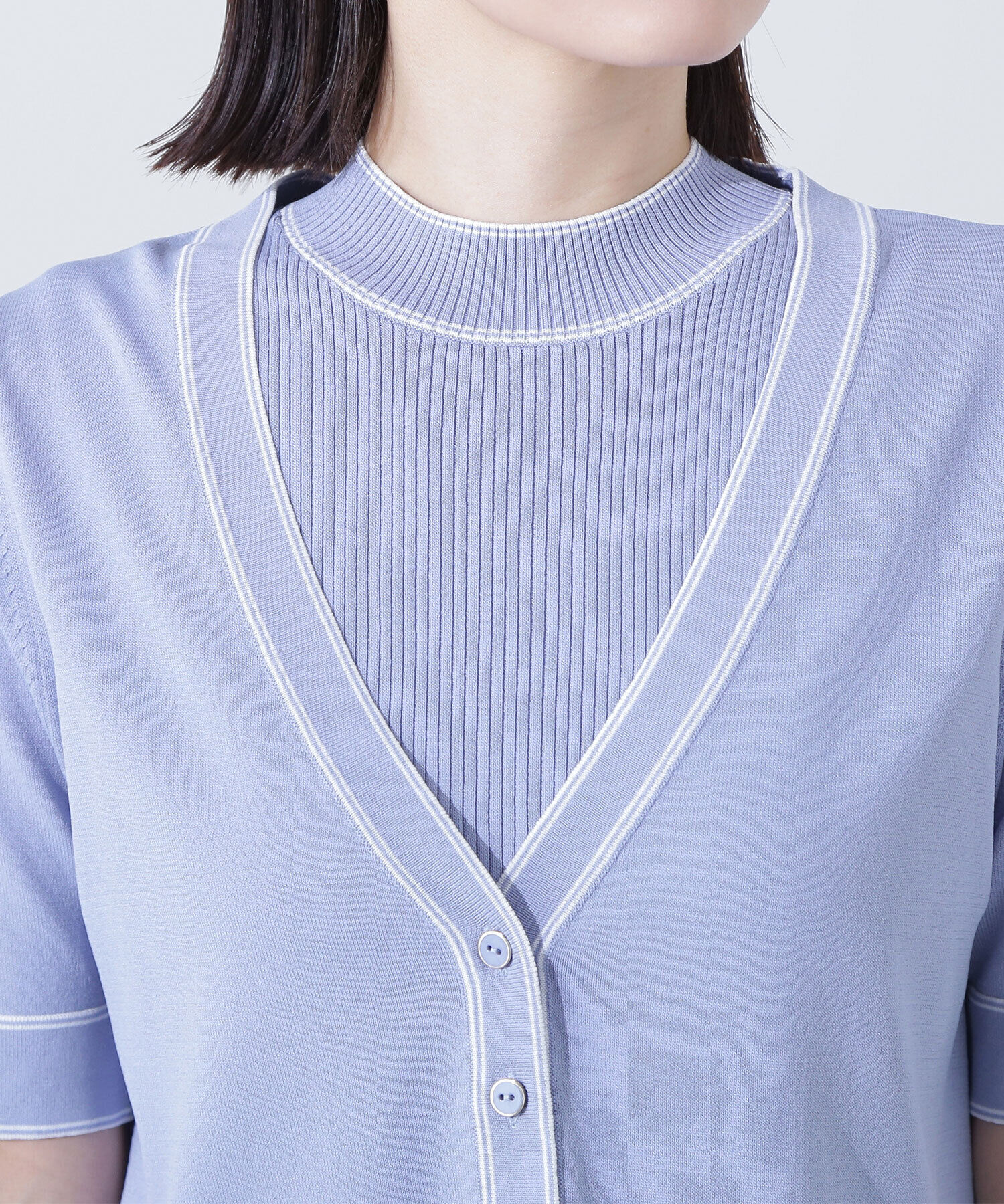  「ボトルネックバイカラーアンサンブル」|ニット・セーター|