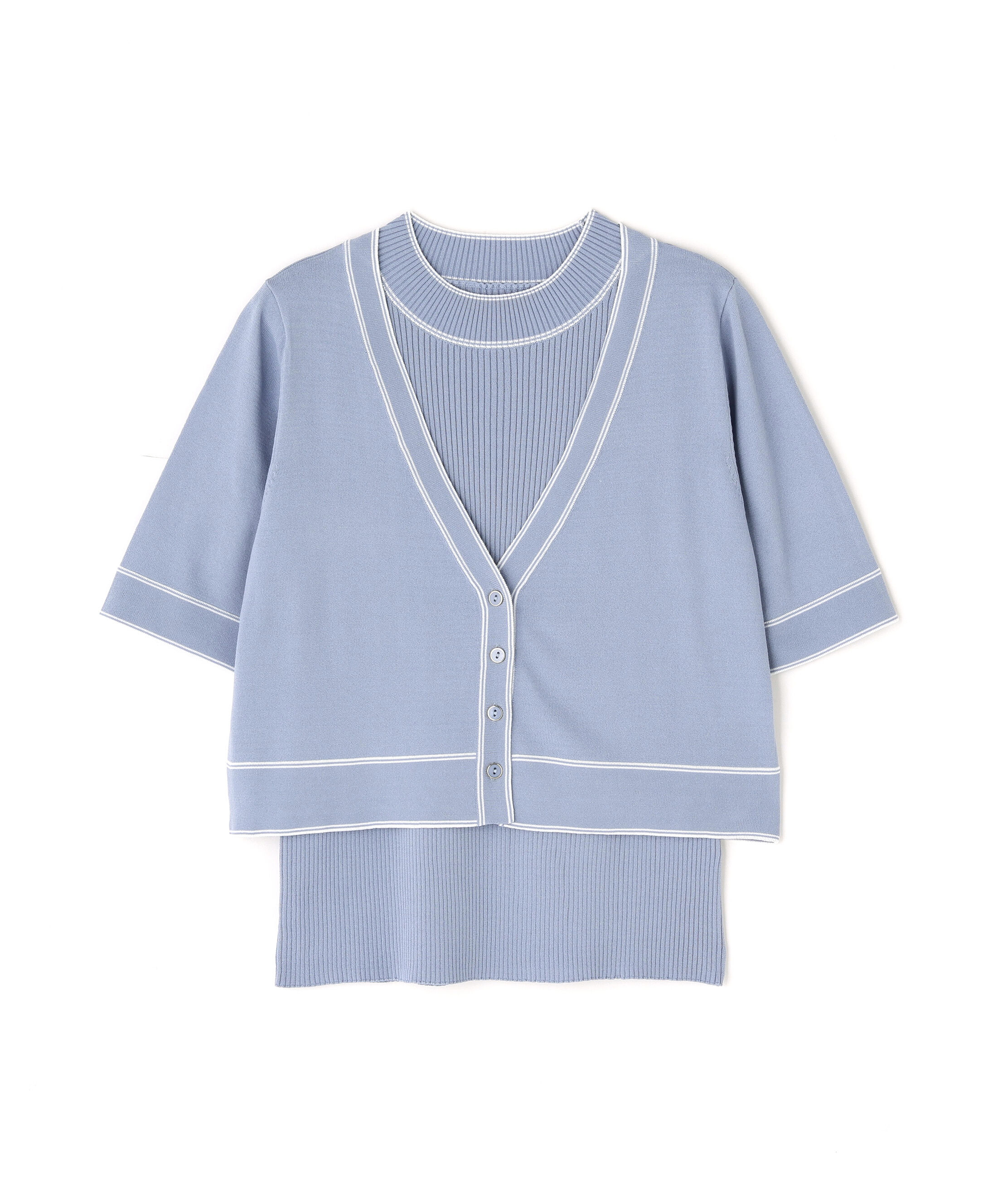  「ボトルネックバイカラーアンサンブル」|ニット・セーター|