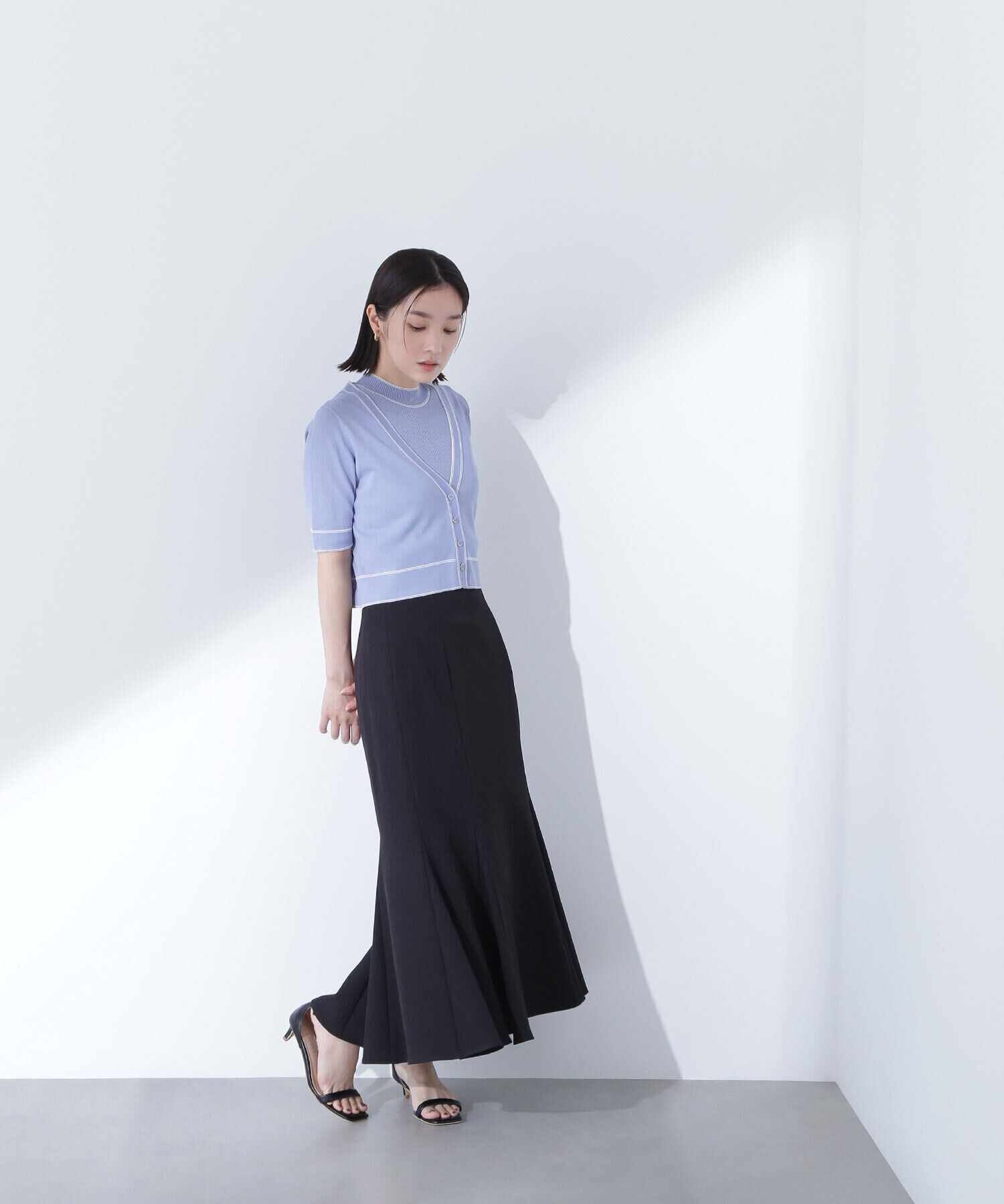  「ボトルネックバイカラーアンサンブル」|ニット・セーター|