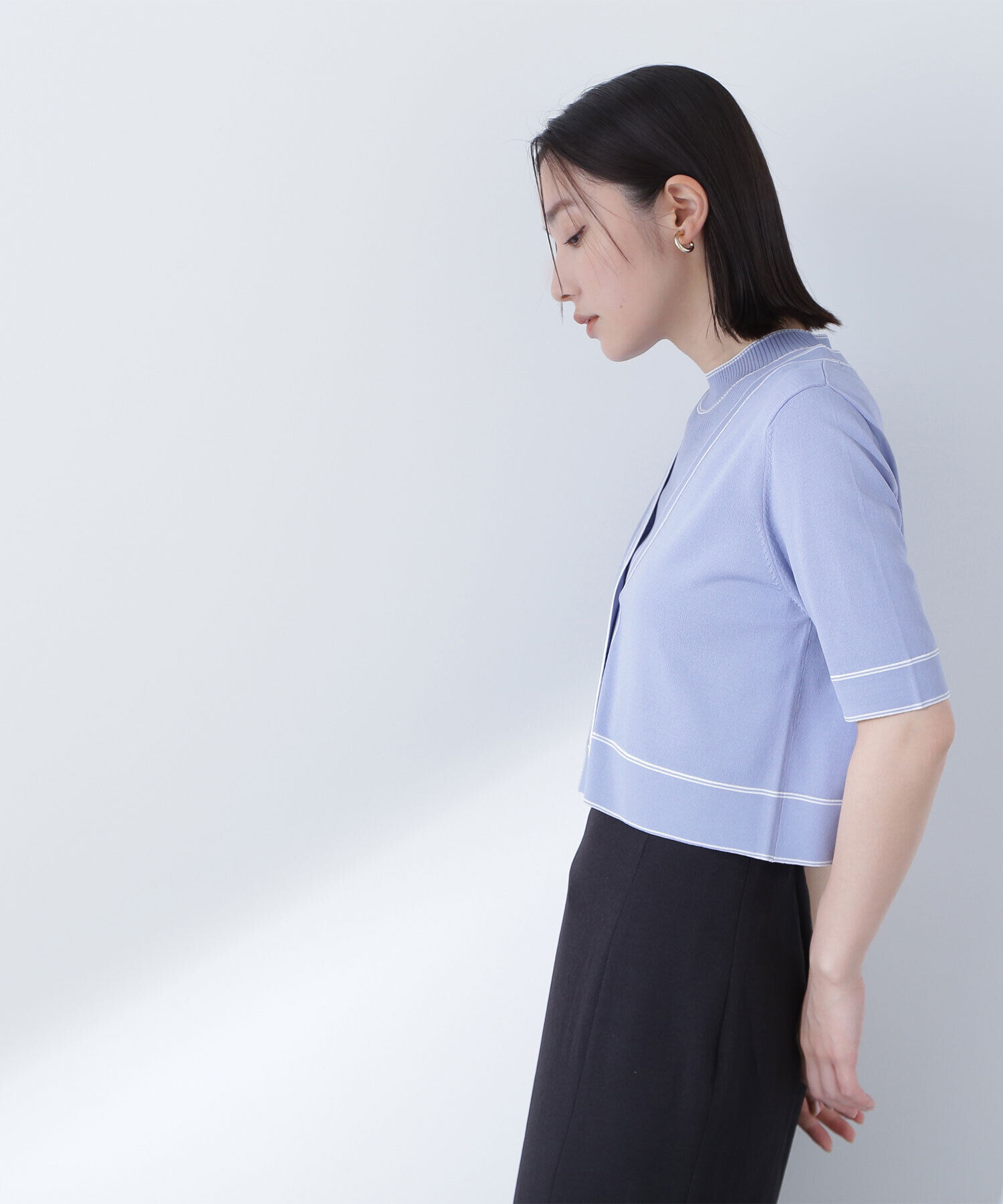  「ボトルネックバイカラーアンサンブル」|ニット・セーター|