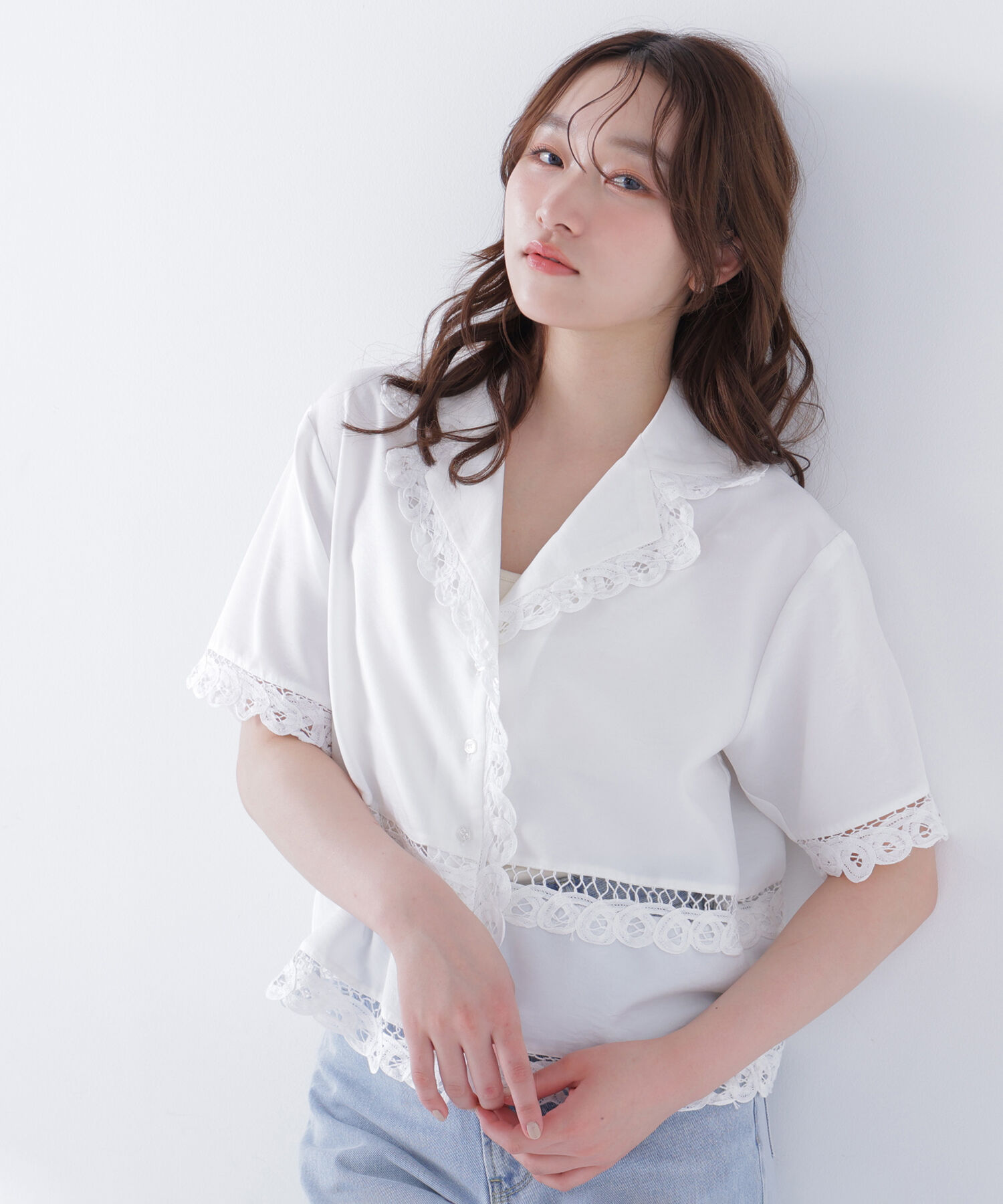  「レーストリンミングシャツ」|シャツ・ブラウス|