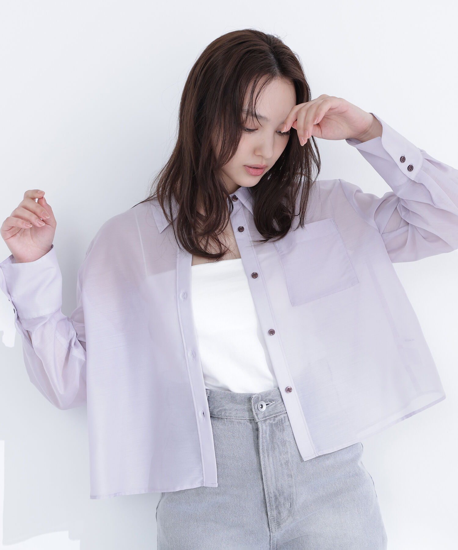  「シアークロップドシャツ」|シャツ・ブラウス|ライラック