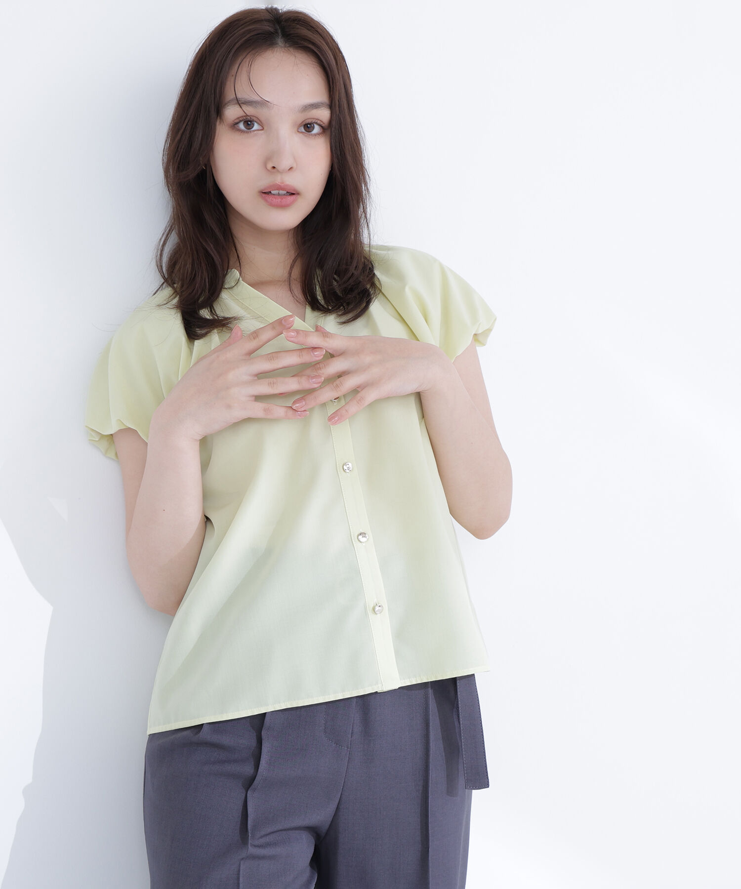  「バルーンスリーブブラウス」|シャツ・ブラウス|イエロー