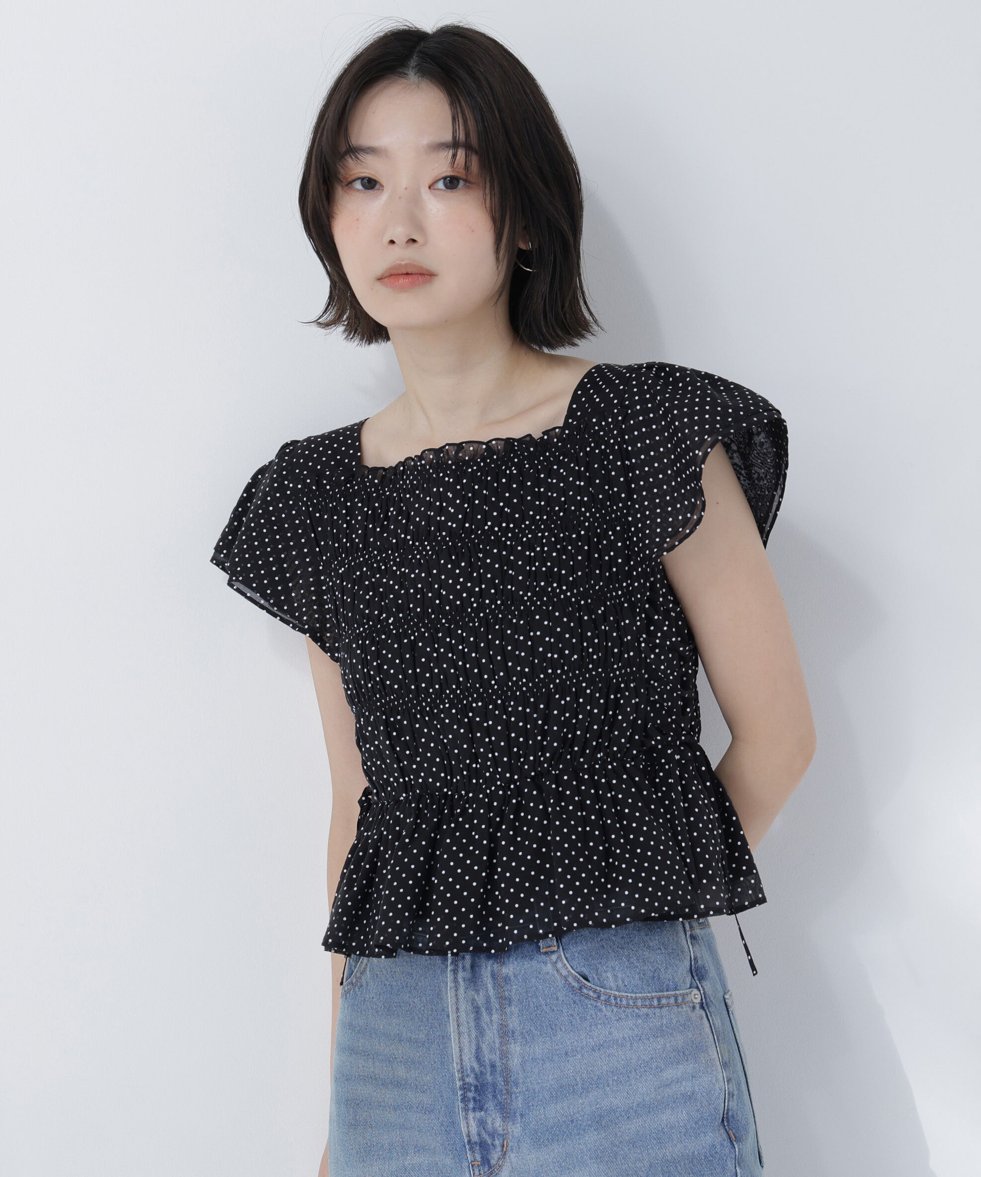  「レースアップフリルブラウス」|シャツ・ブラウス|