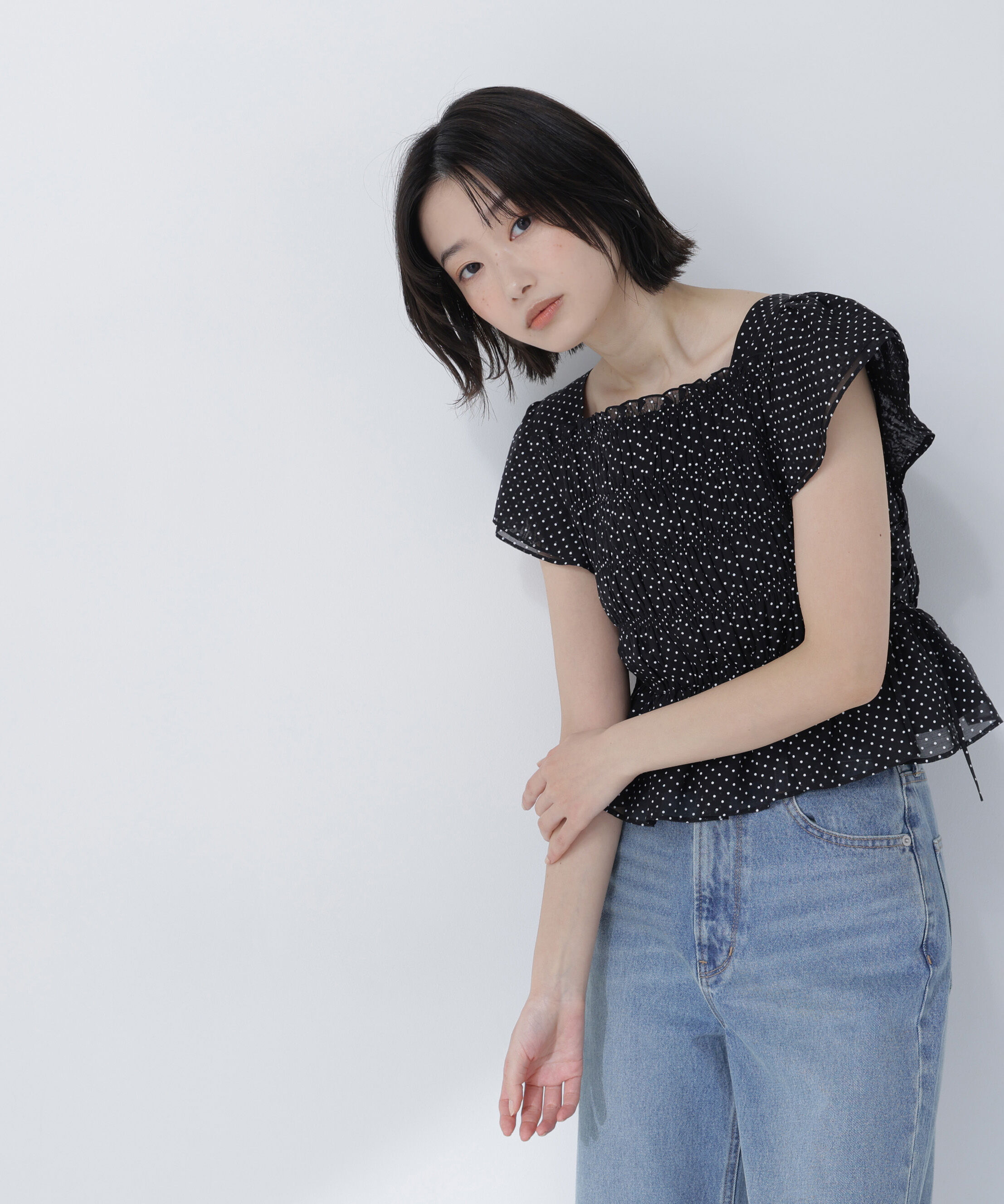  「レースアップフリルブラウス」|シャツ・ブラウス|