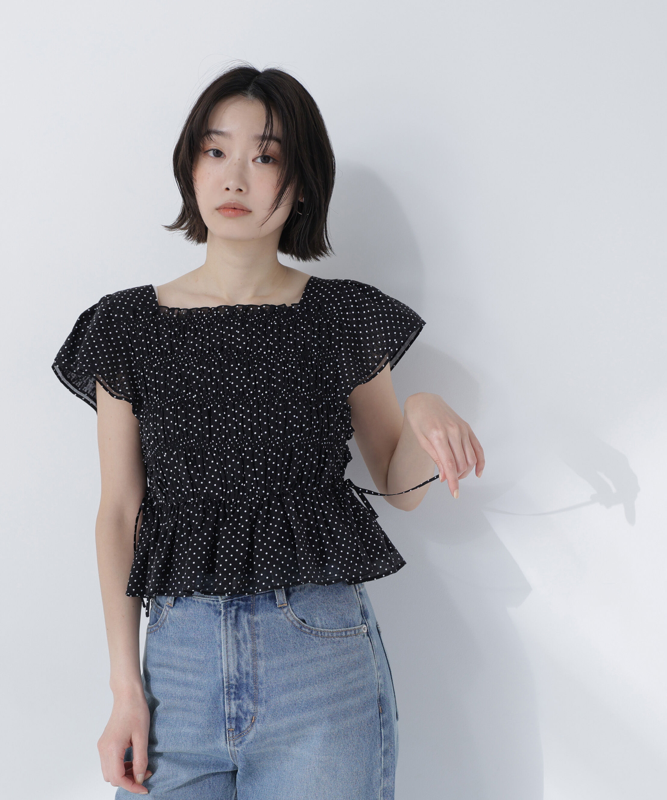  「レースアップフリルブラウス」|シャツ・ブラウス|