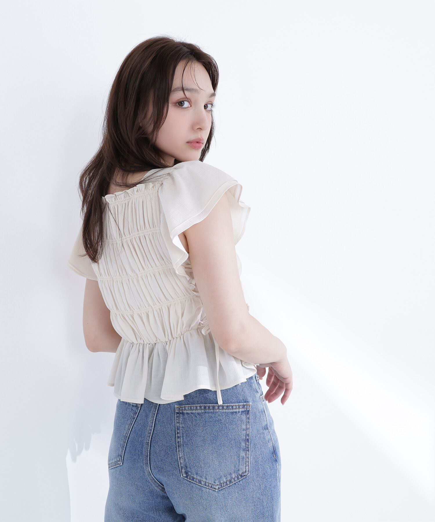  「レースアップフリルブラウス」|シャツ・ブラウス|